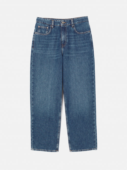 Delmont Cropped Tapered Jean | Blue