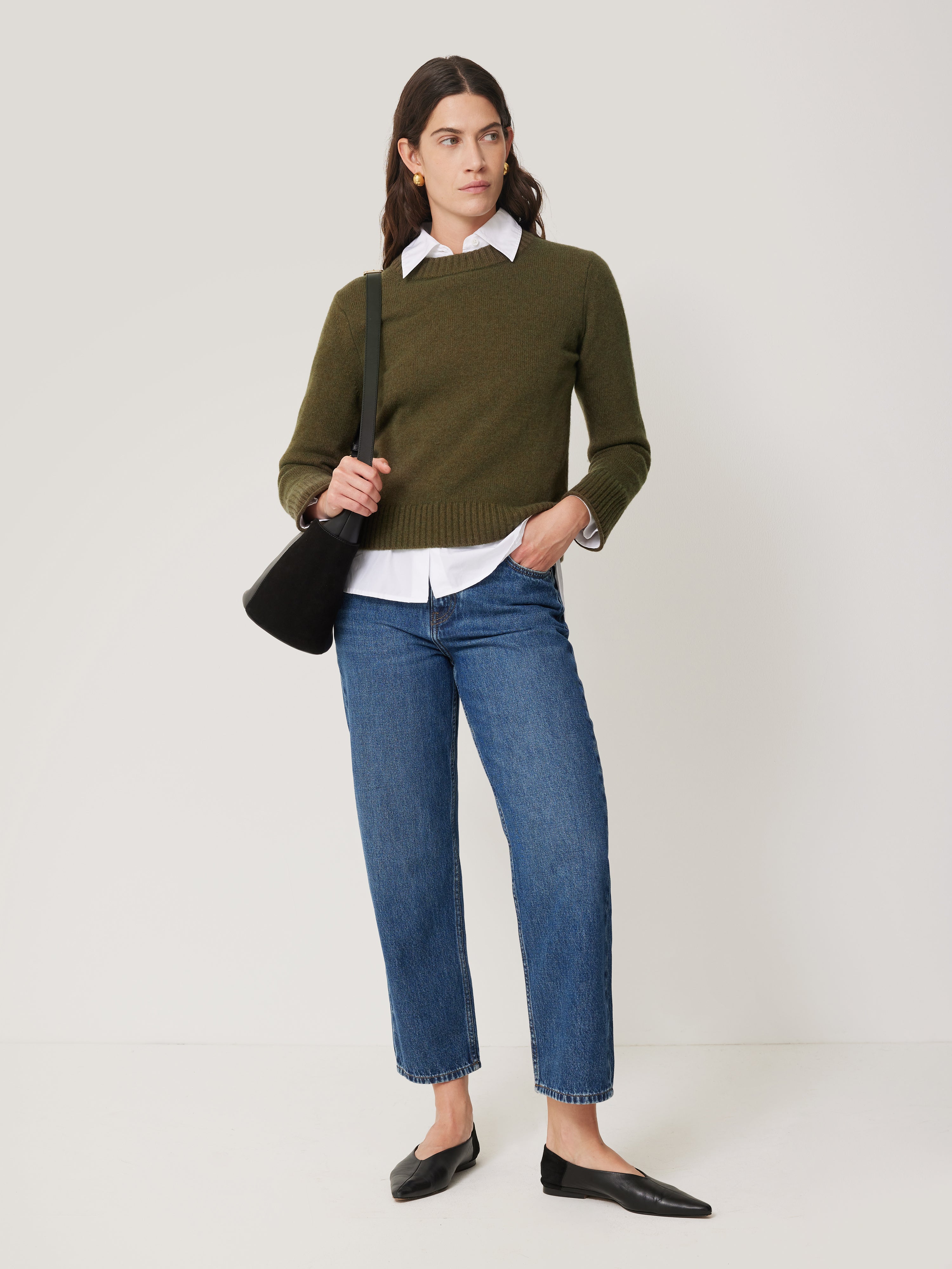 Jameela Jacquard Mix Cotton Outer - Khaki