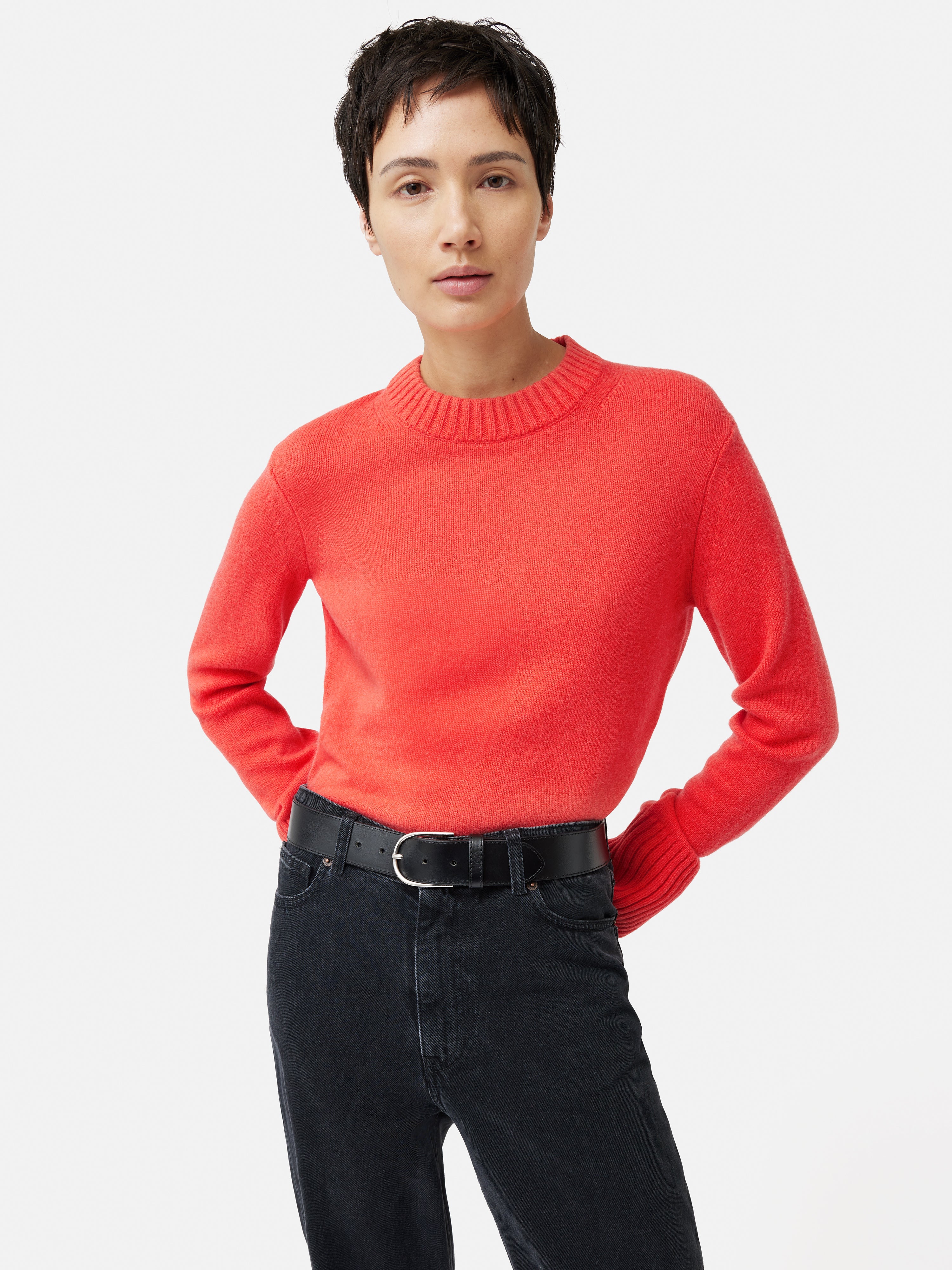 Compact Wool Cashmere Blend Jumper Coral – Jigsaw
