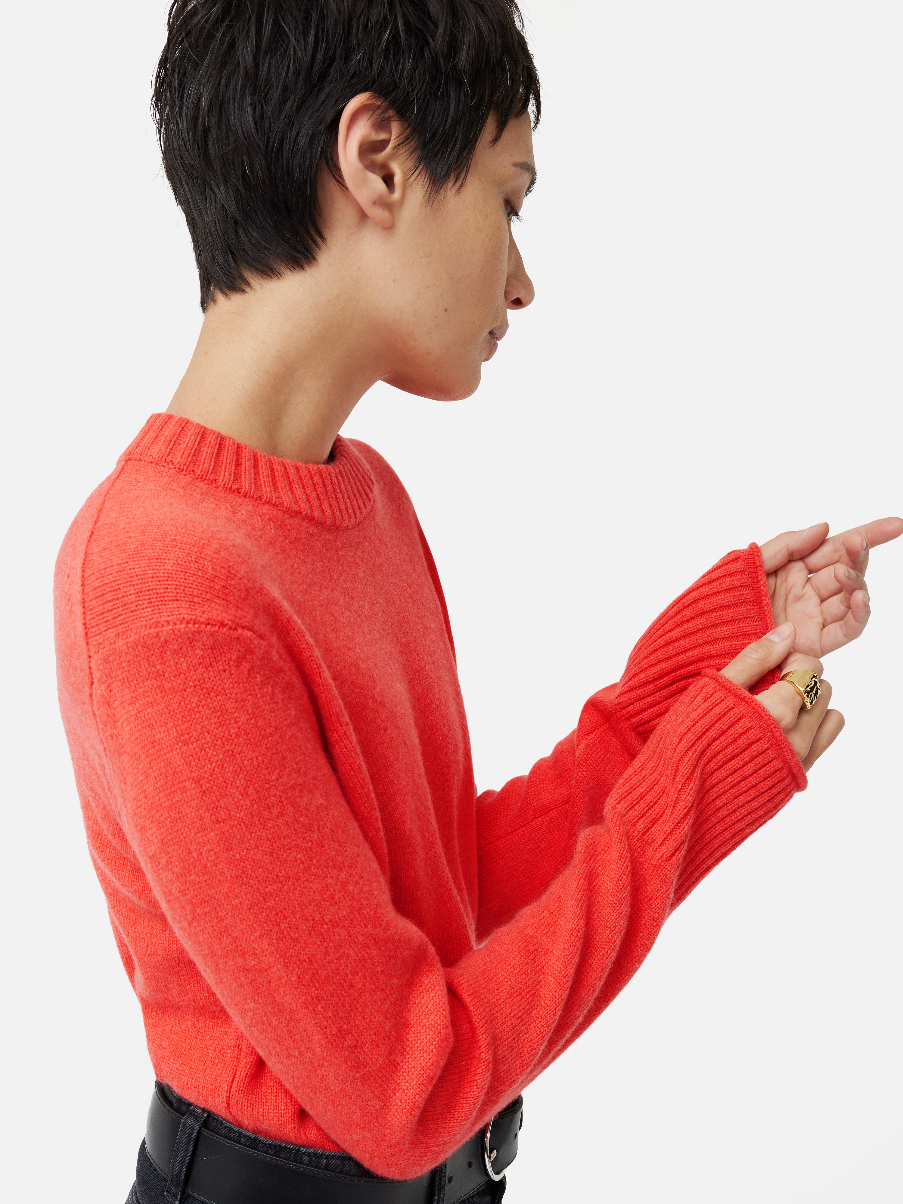Compact Wool Cashmere Blend Jumper Coral – Jigsaw