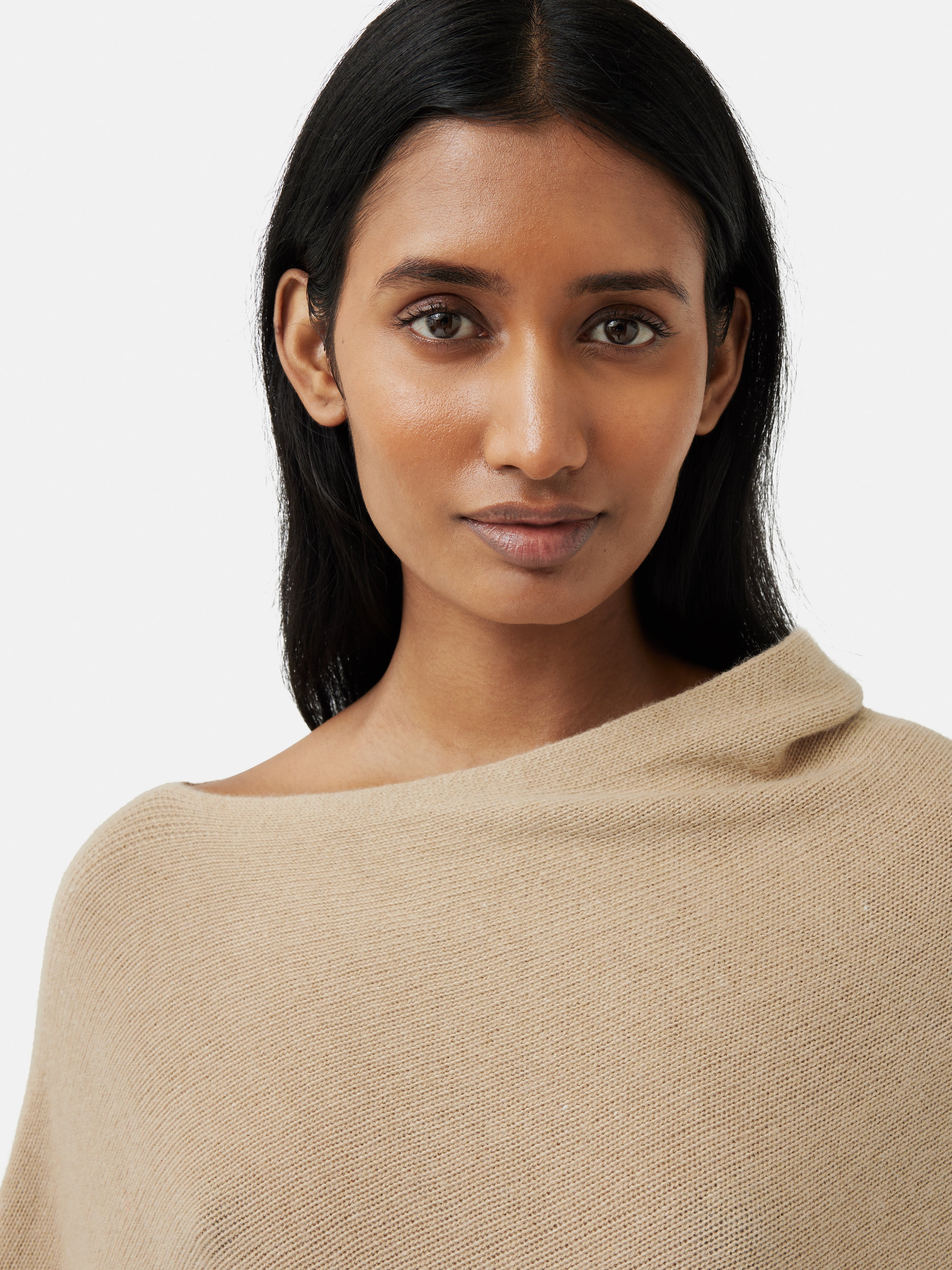 Meryl Beige Wool Blend Drape Jumper