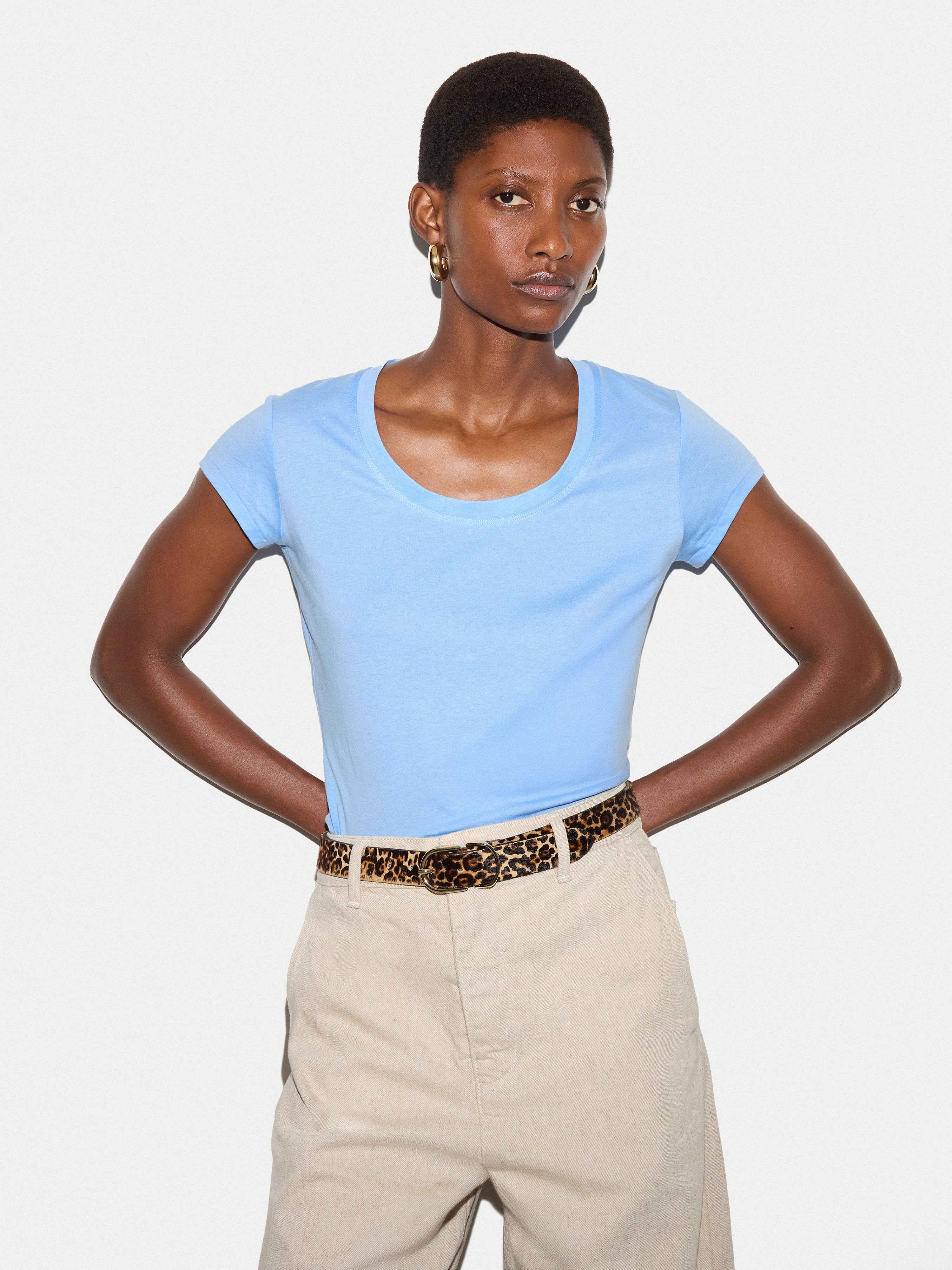 Supima Cotton Scoop Neck T-shirt | Shirt Blue – Jigsaw