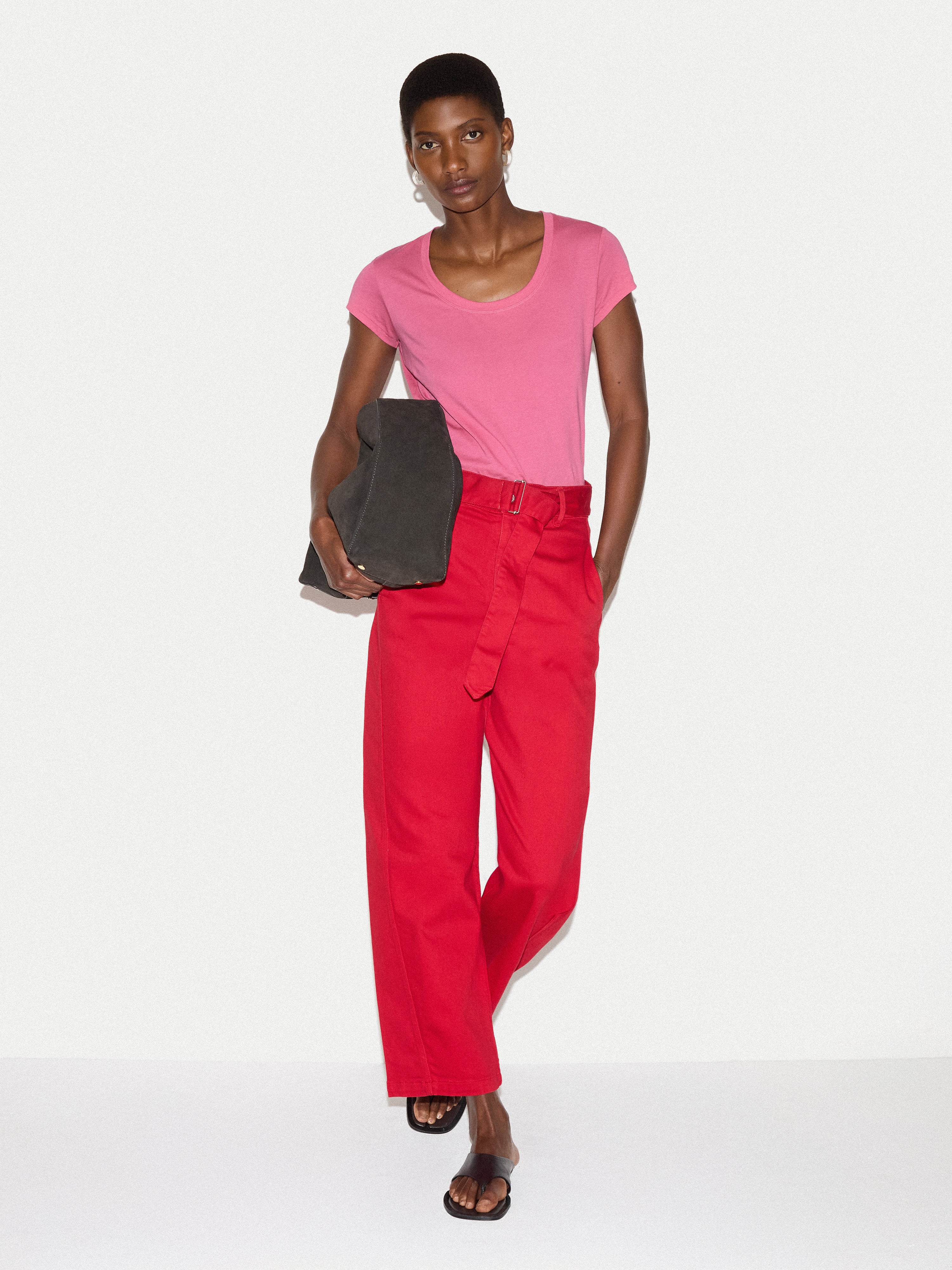 Supima Cotton Scoop Neck T-shirt | Bright Pink – Jigsaw