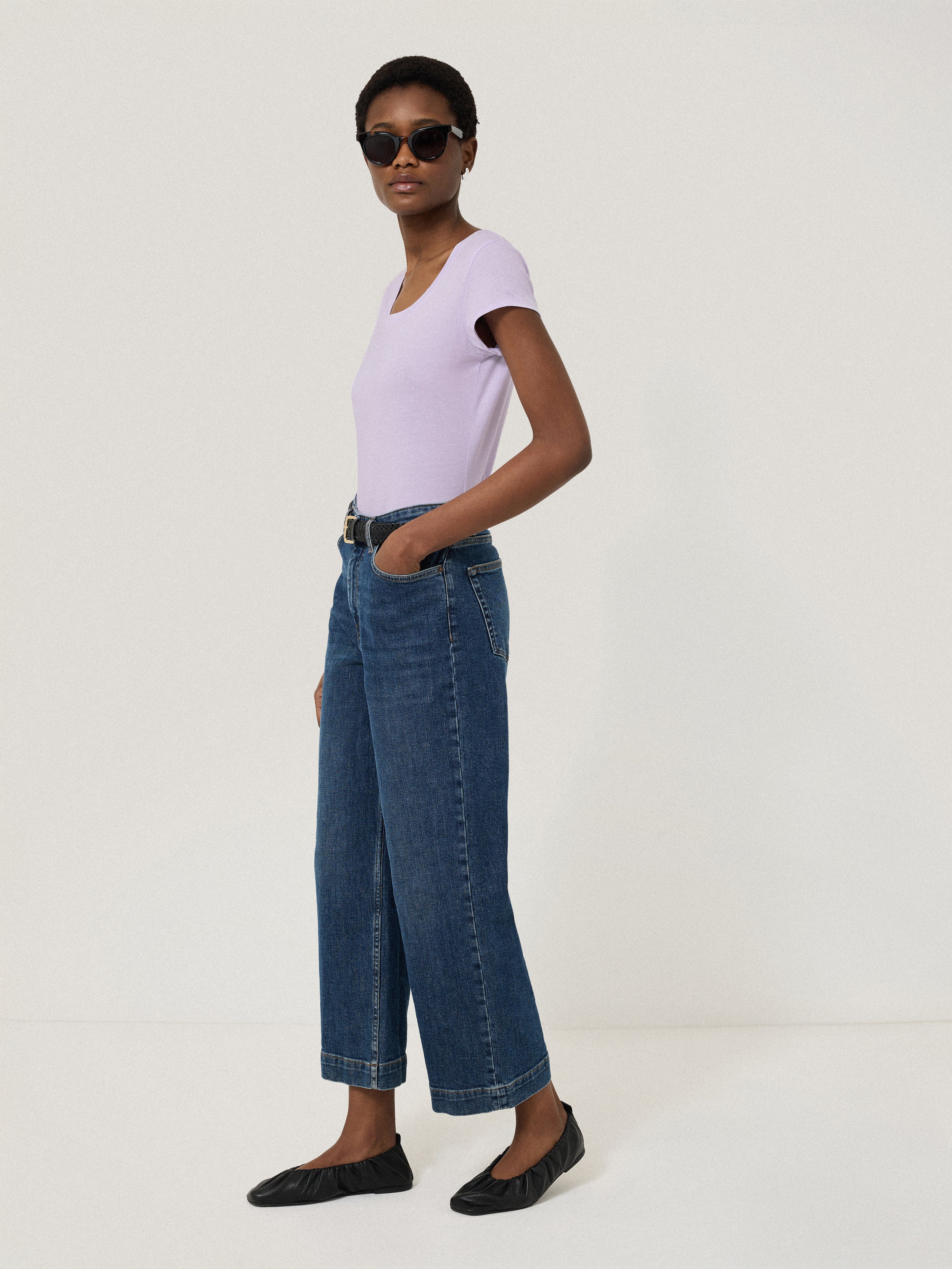 Supima Cotton Scoop Neck Tee | Lilac Ice