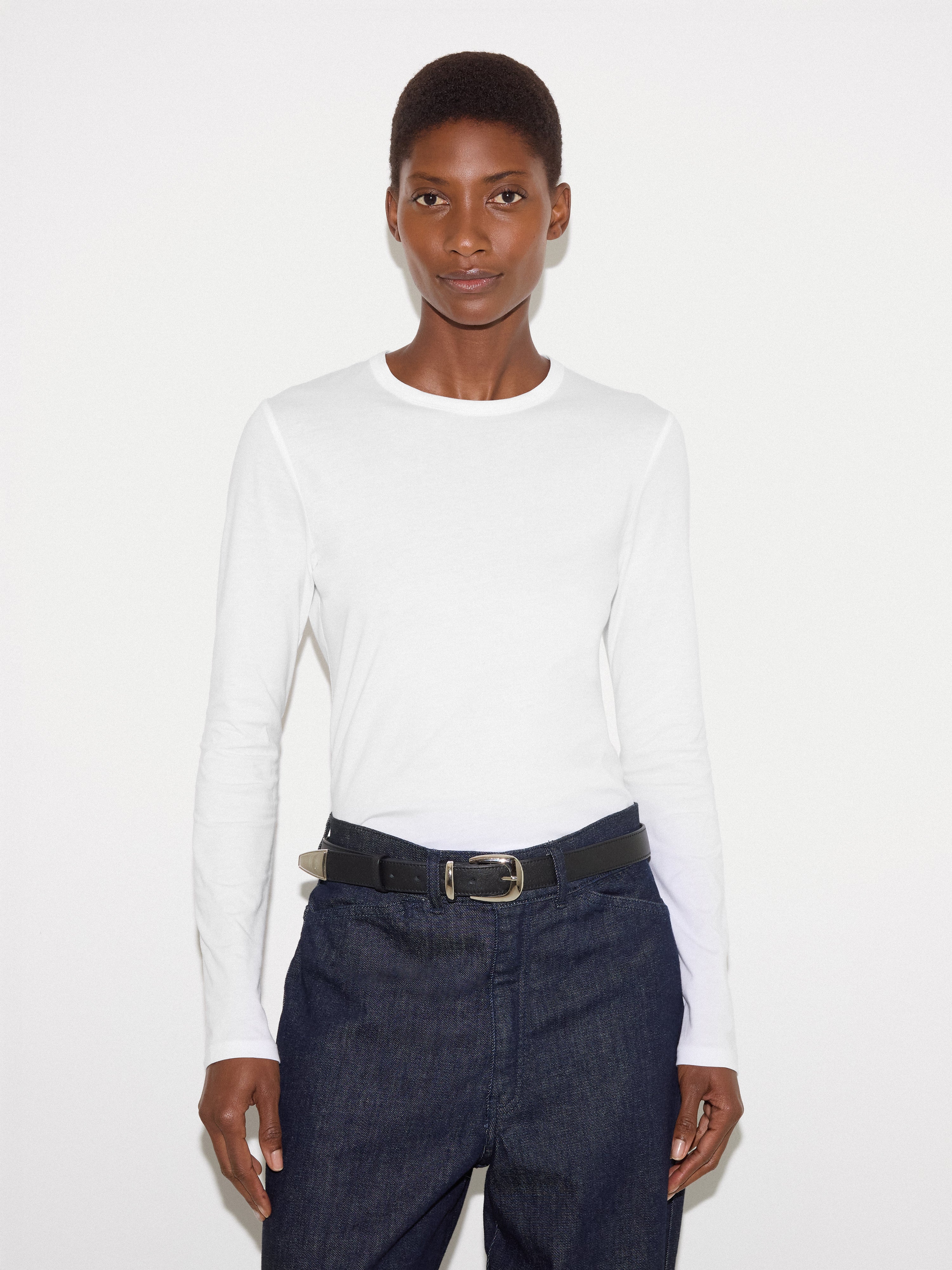 Supima Cotton Long Sleeve T-shirt | White – Jigsaw