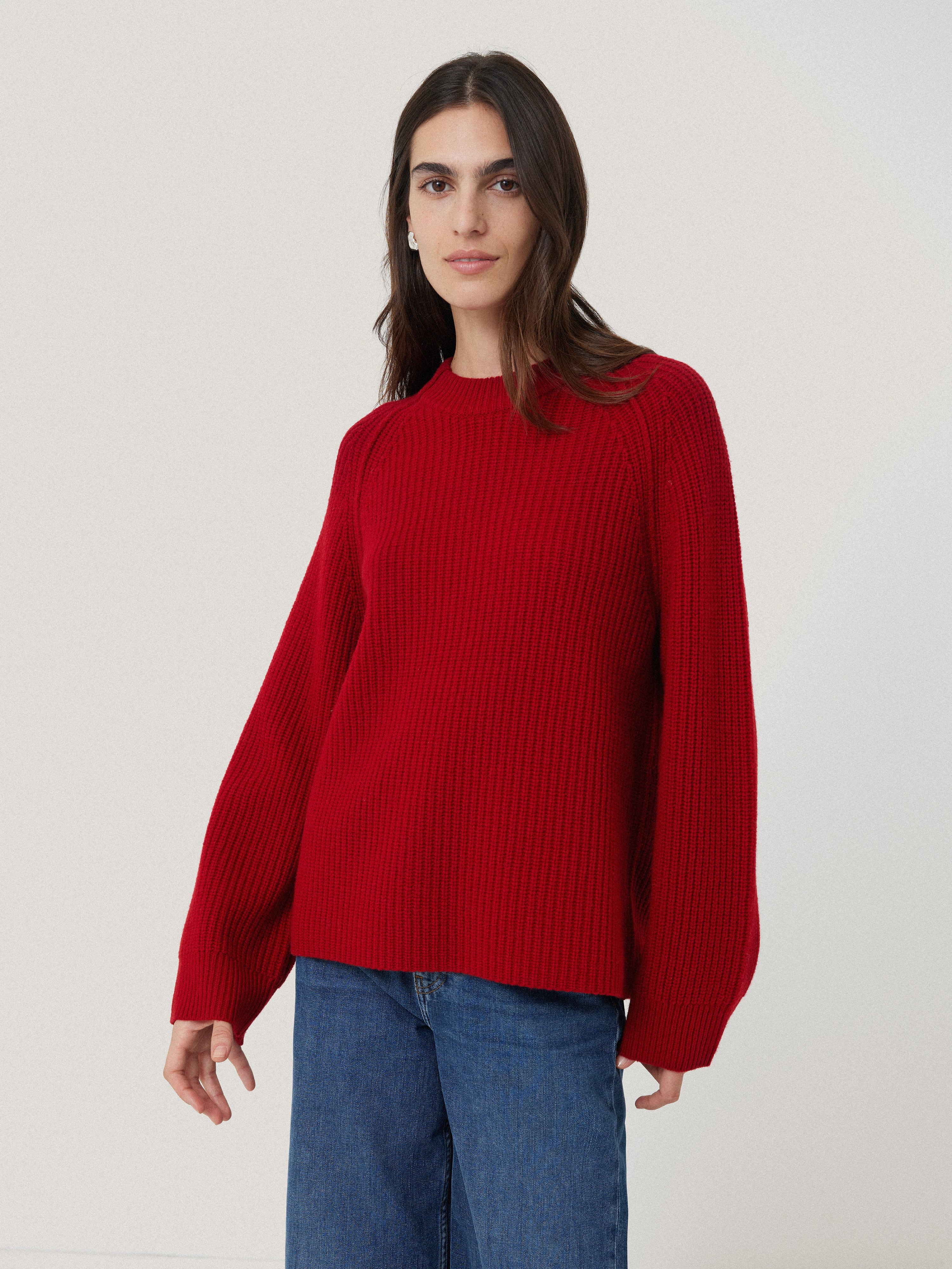 Fishermans Rib Crew Jumper Red – Jigsaw - Main Image