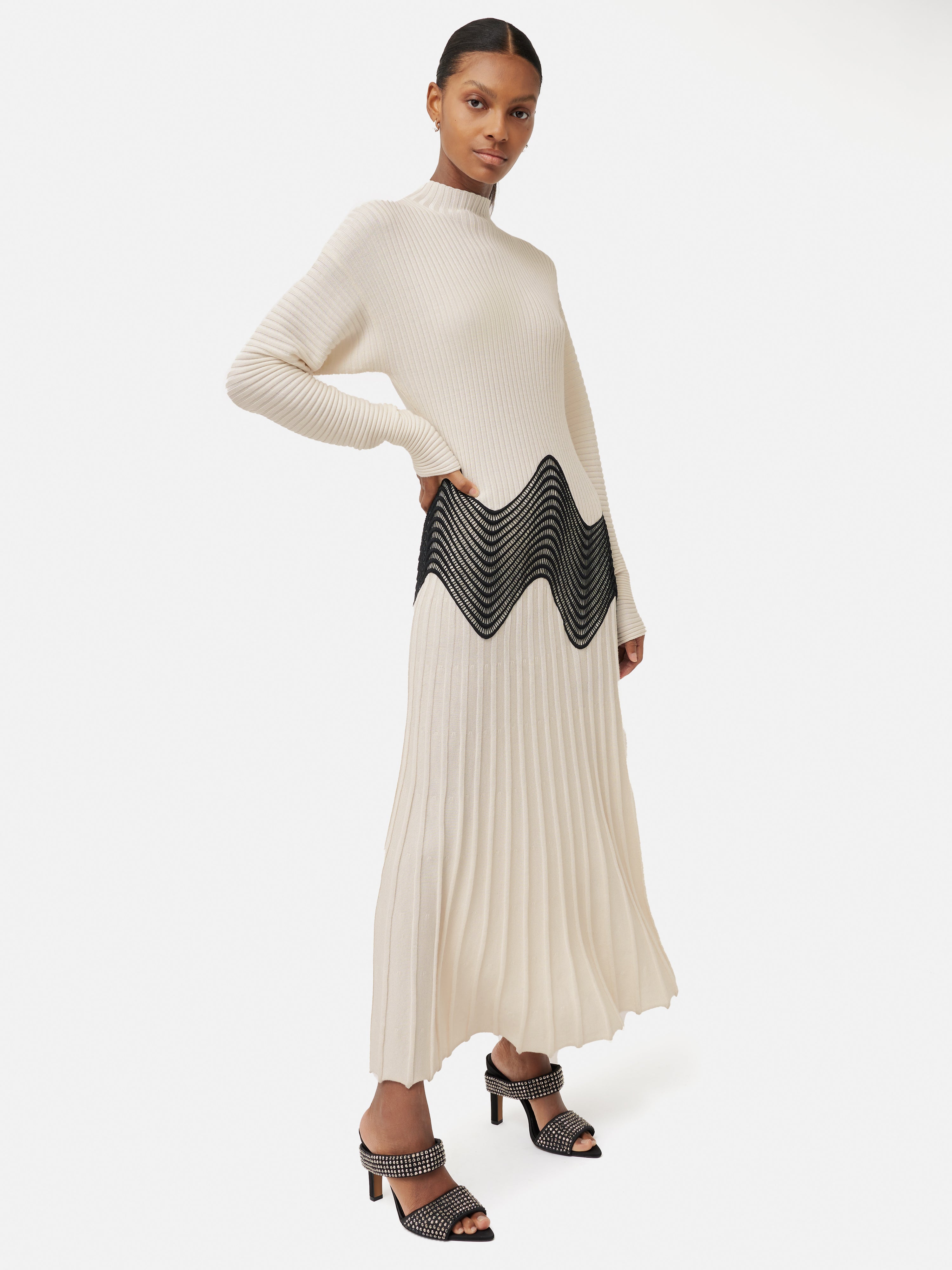 Lace Trim Knitted Dress | Cream Jigsaw Lace Trim Knitted Dress | Cream Jigsaw