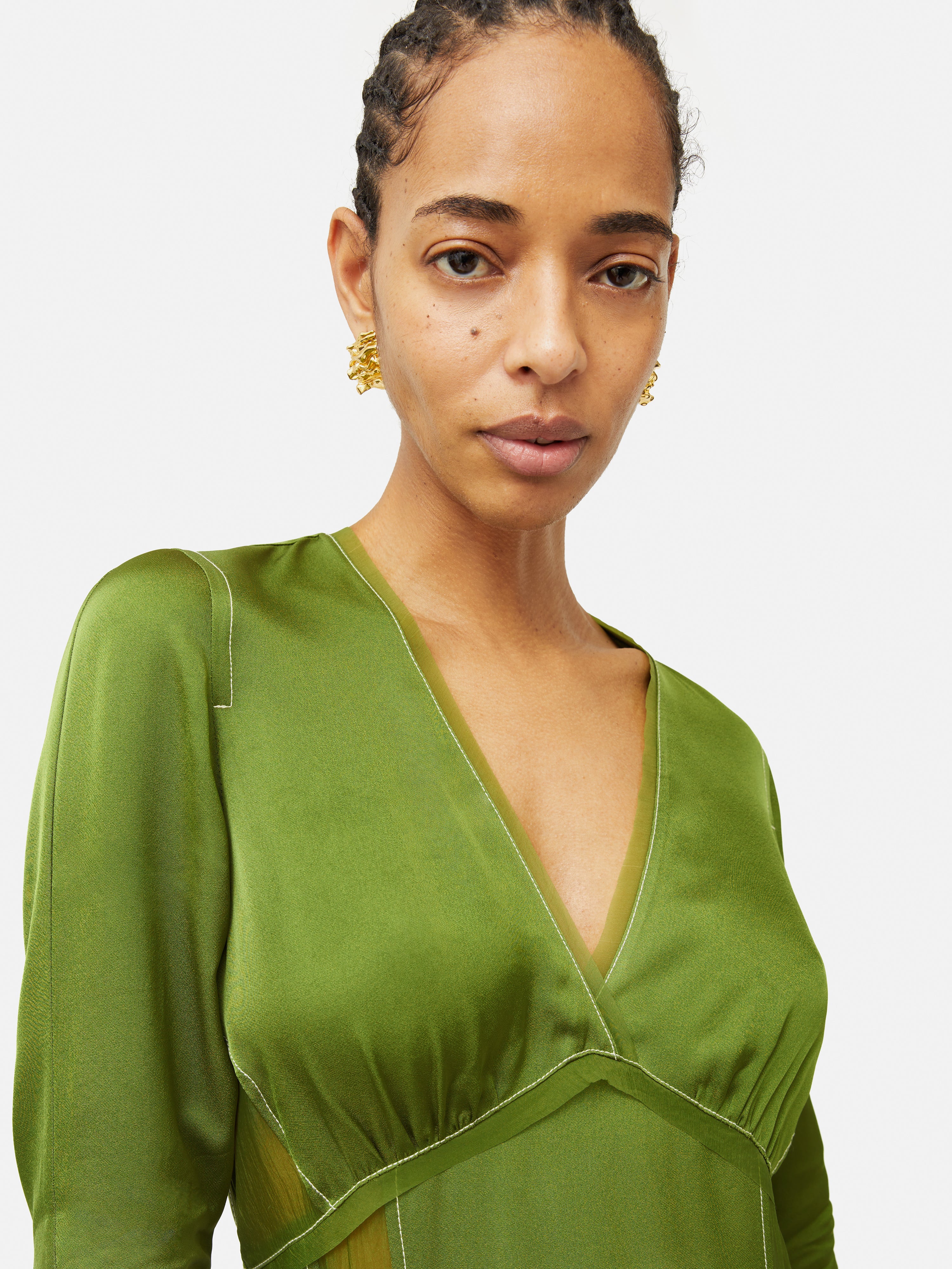 Contrast Stitch Viscose Dress