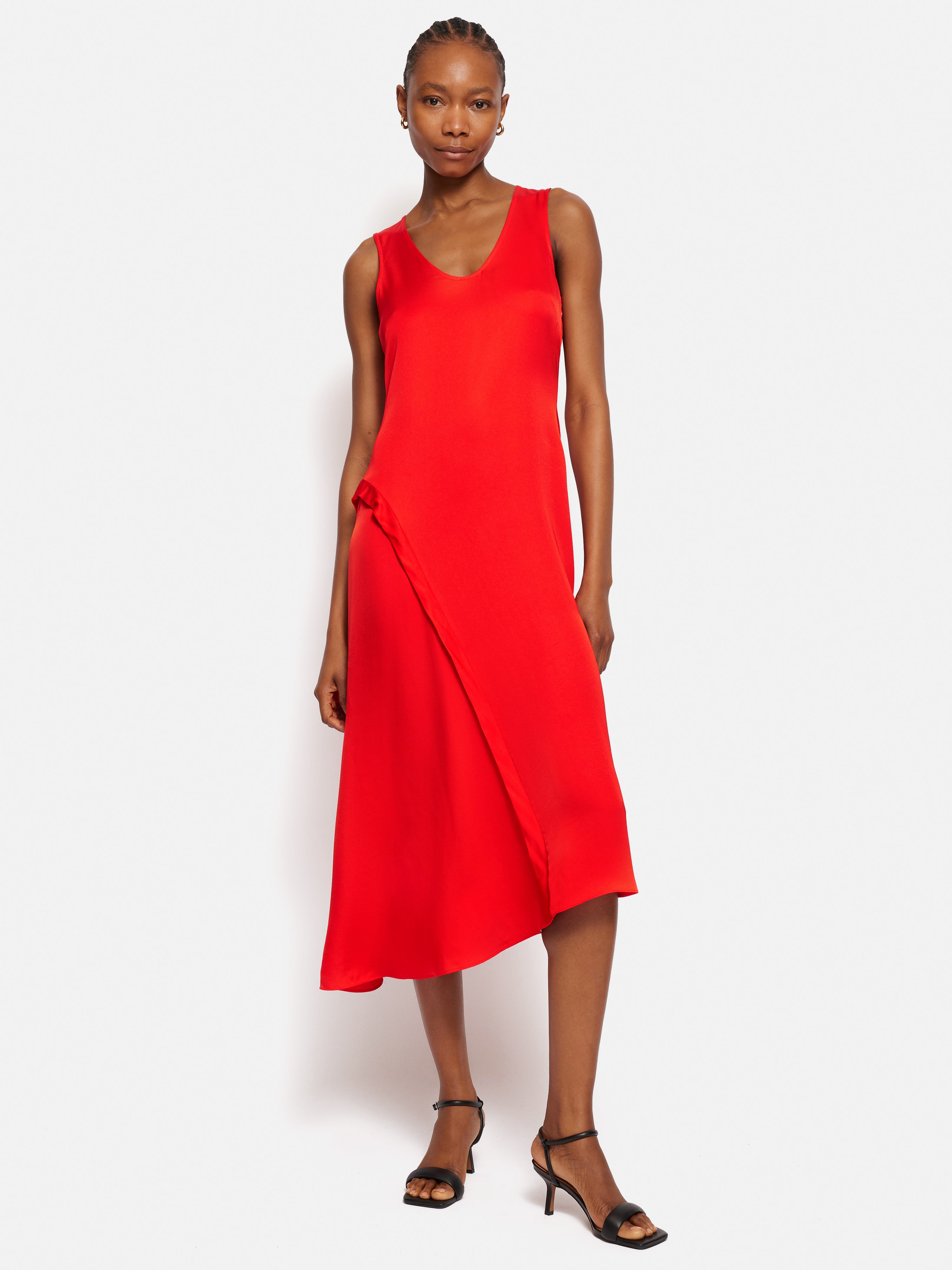 Sleeveless Asymmetric Dress Red – Jigsaw