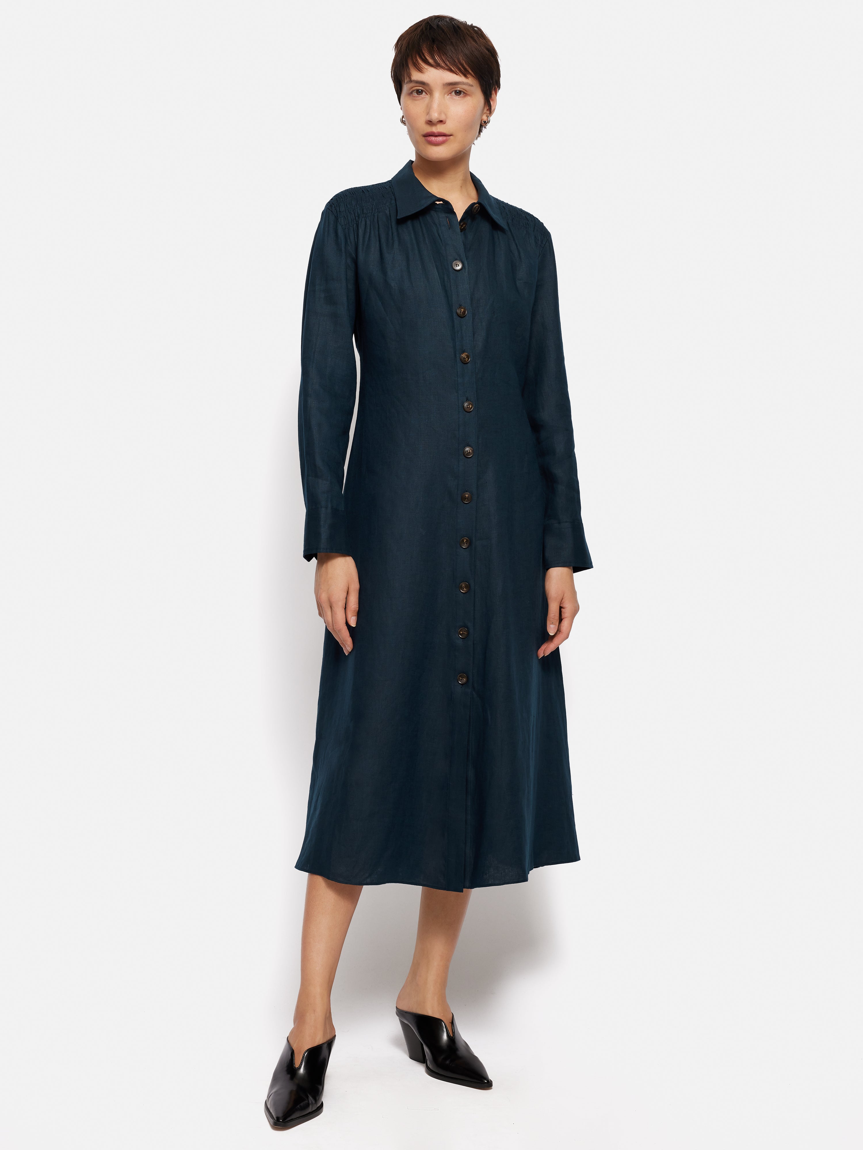 Linen Shirt Dress | Navy – Jigsaw