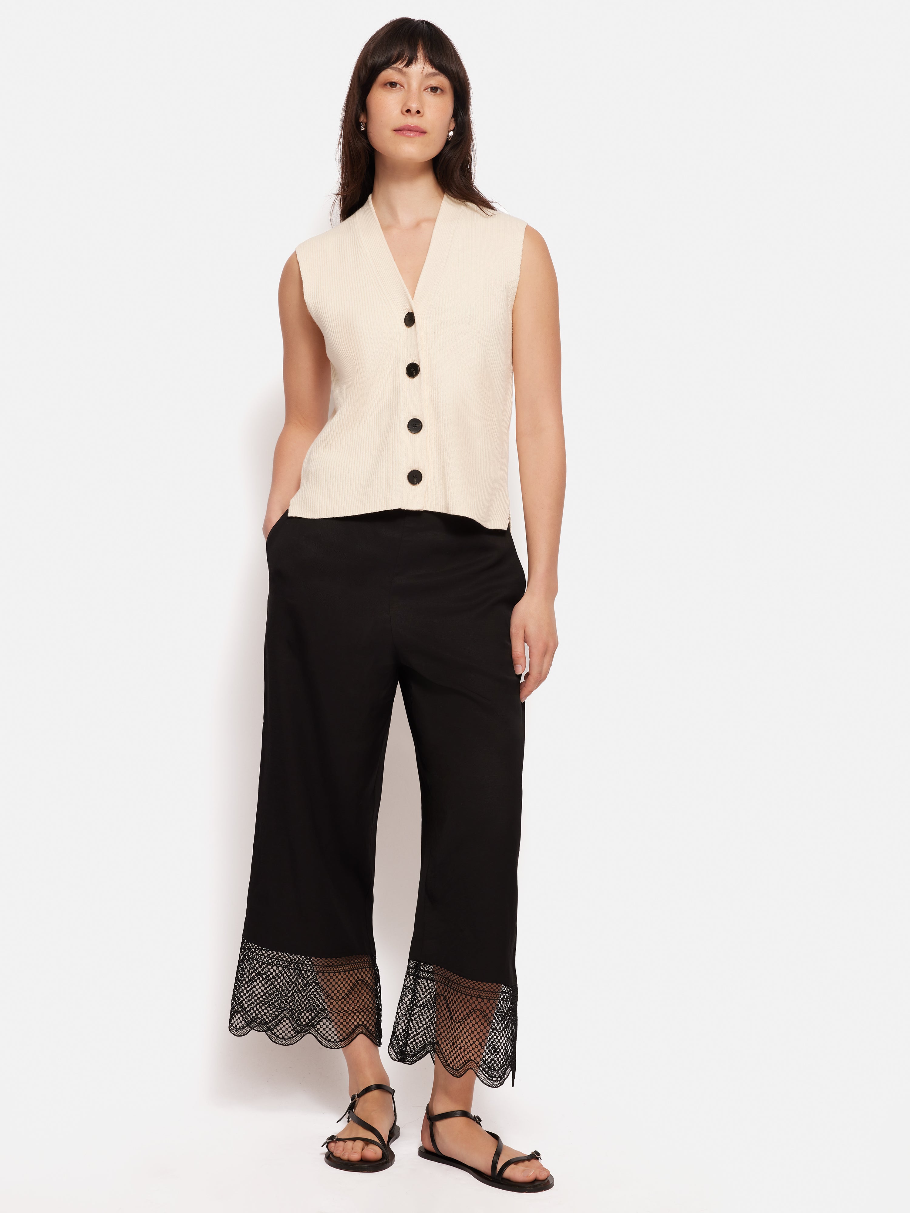 Poplin Trouser with Scallop Edge - Kids - Coconut | 101048 Joy