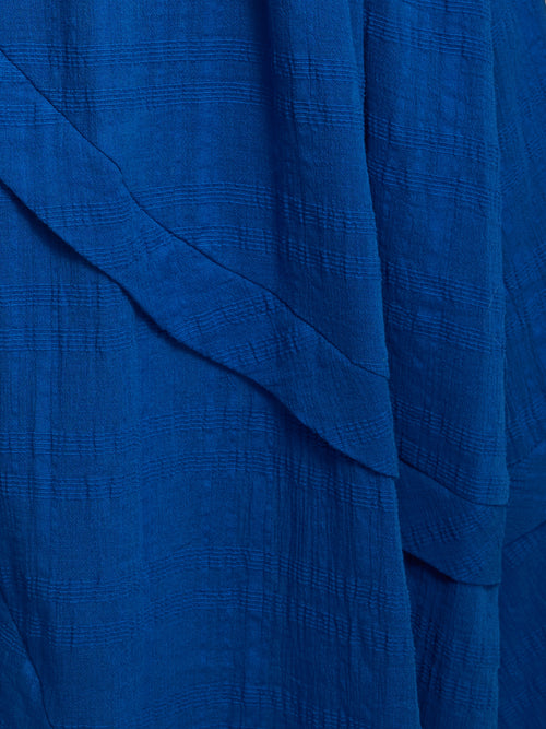 Textured Cotton Belted Dress | Blue