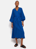 Textured Cotton Belted Dress | Blue