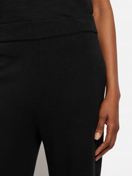 Linen Cotton Knitted Trouser | Black