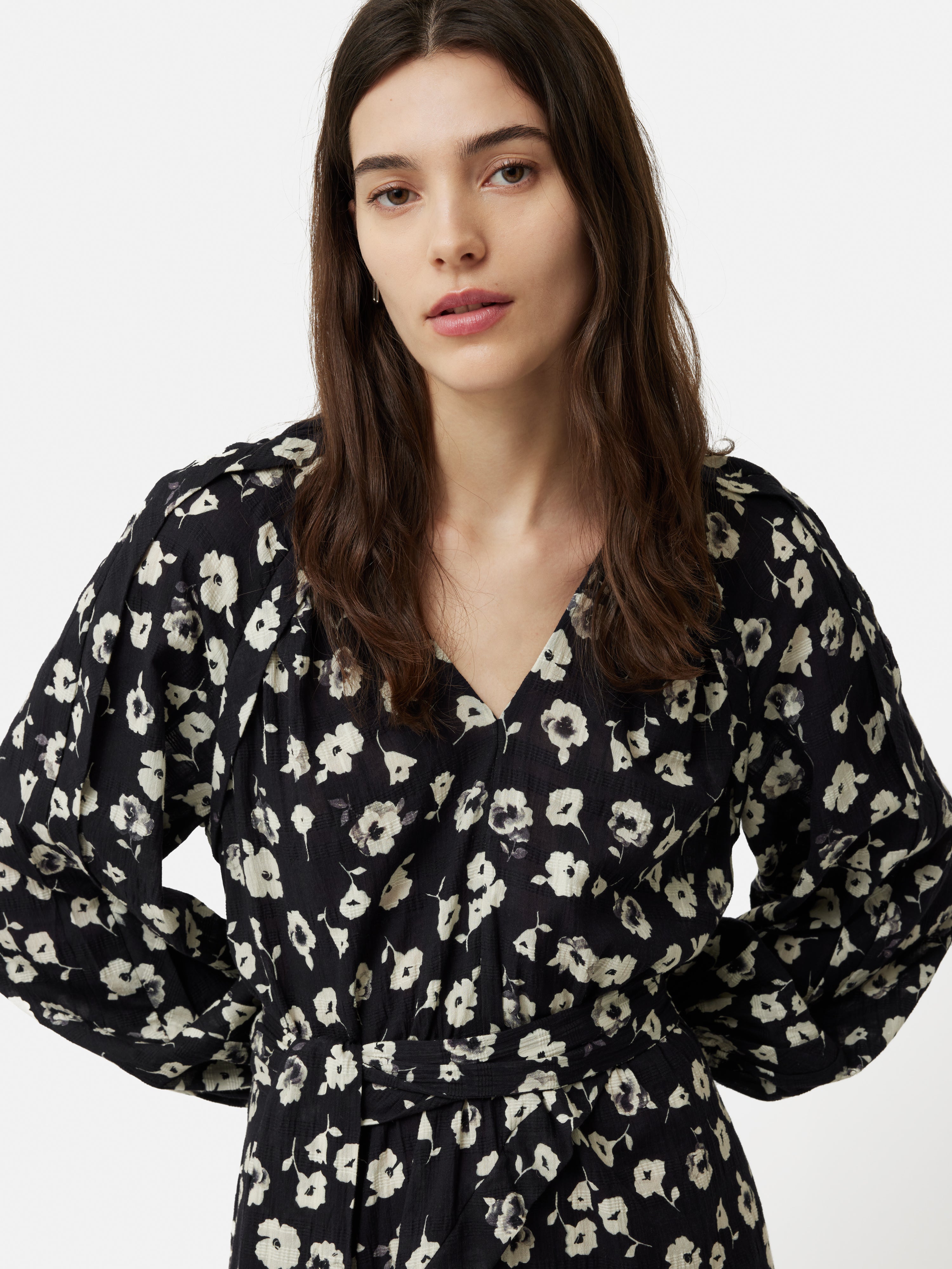 jigsaw cotton floral belted dress Cotton Floral Belted Dress