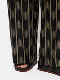 Silk Blend Ikat Stripe Trouser | Black