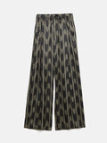 Silk Blend Ikat Stripe Trouser | Black