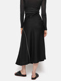 Linen Bias Cut Midi Skirt | Black