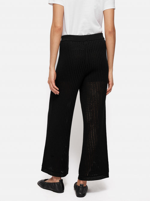 Linear Pointelle Trouser | Black