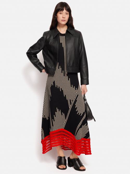 Knitted Ikat Jacquard Dress | Black