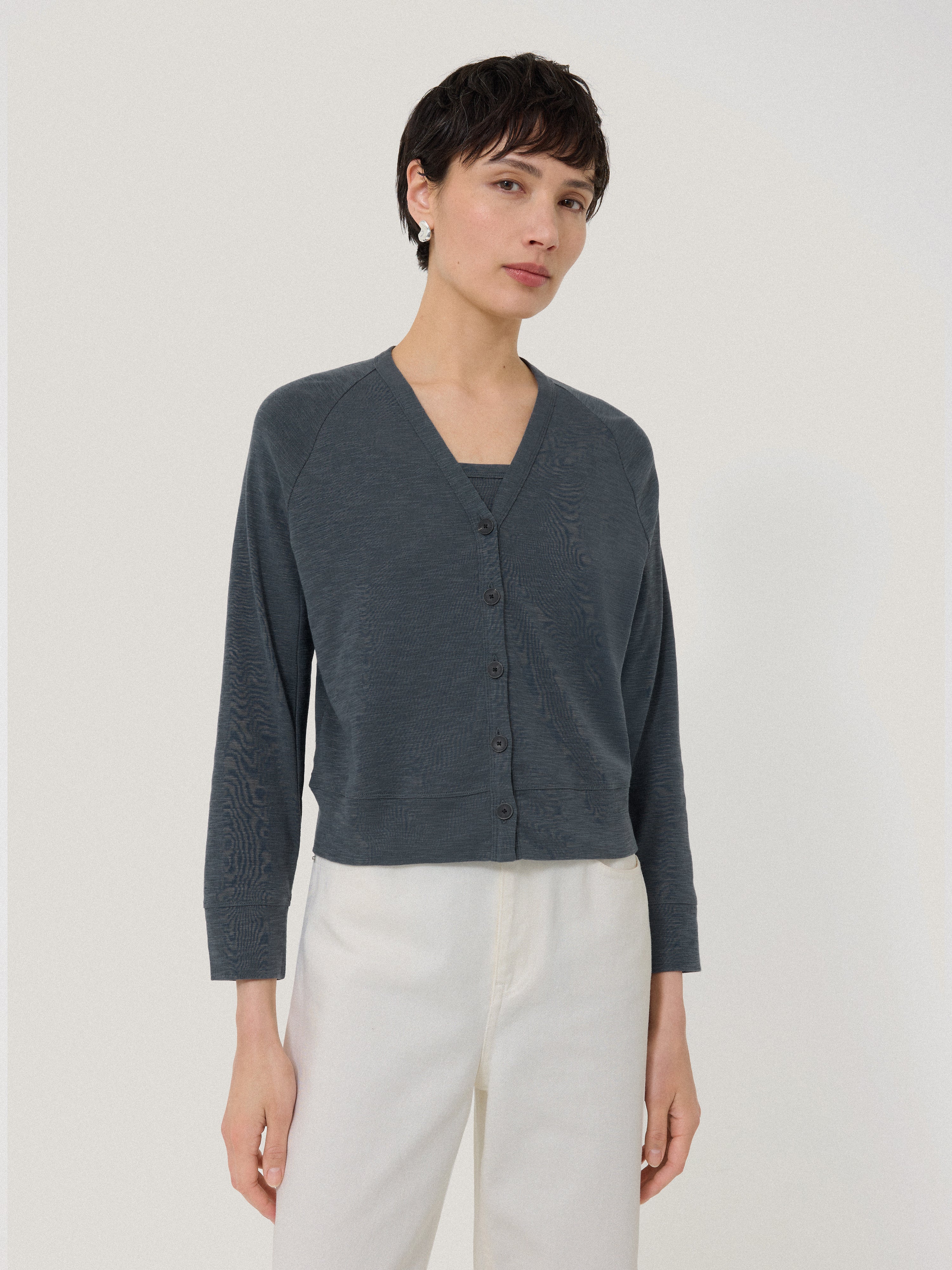 Cotton Luxe Cardigan Steel Grey – Jigsaw