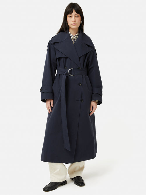 Nelson Cotton Trench Coat | Blue
