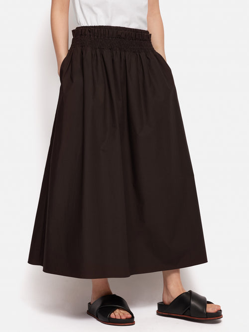 Cotton Poplin Skirt | Brown