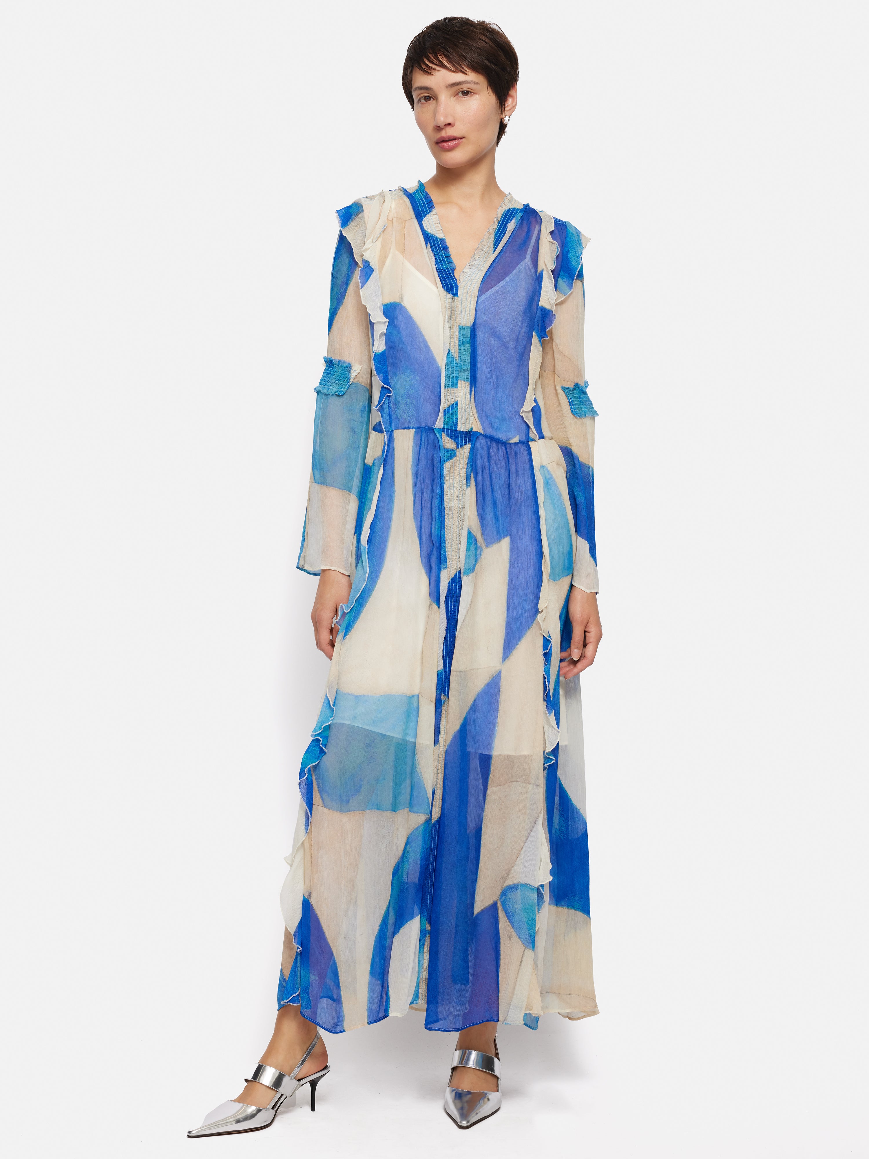 Abstract Long Sleeve Dress | Blue Jigsaw Abstract Long Sleeve Dress | Blue Jigsaw