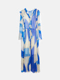 Abstract Long Sleeve Dress | Blue