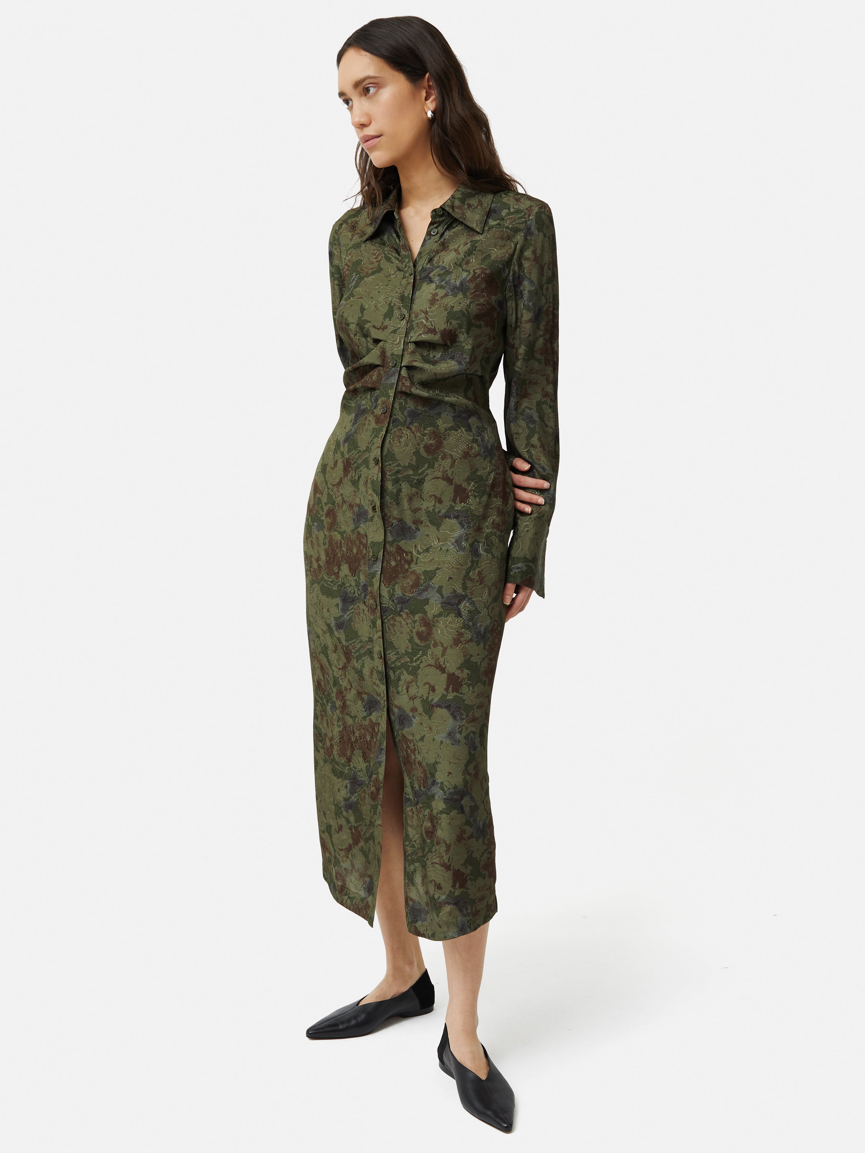 Shadow Floral Jacquard Dress | Green Jigsaw Shadow Floral Jacquard Dress | Green Jigsaw