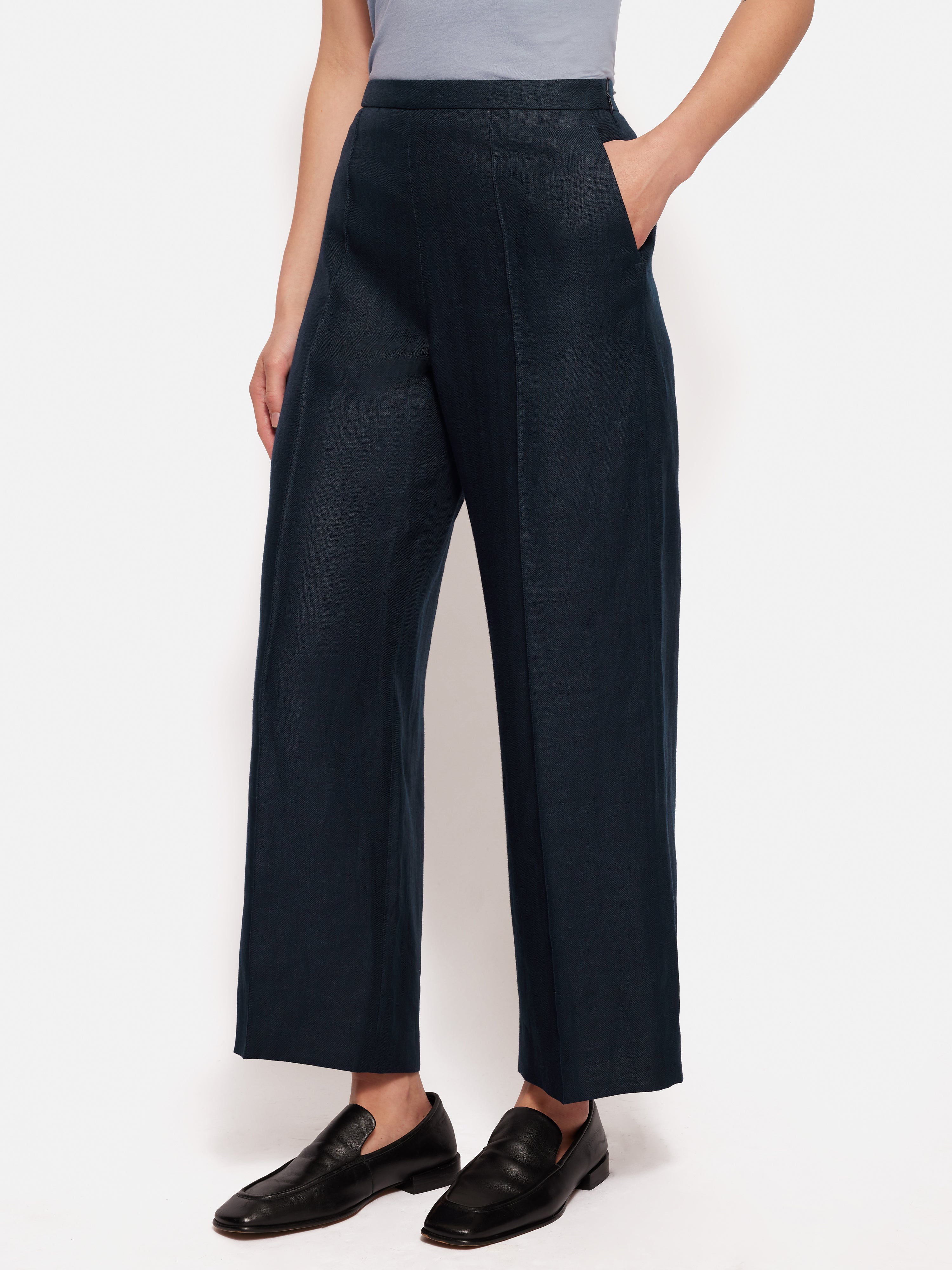 Hera Linen Palazzo in Navy main image 1