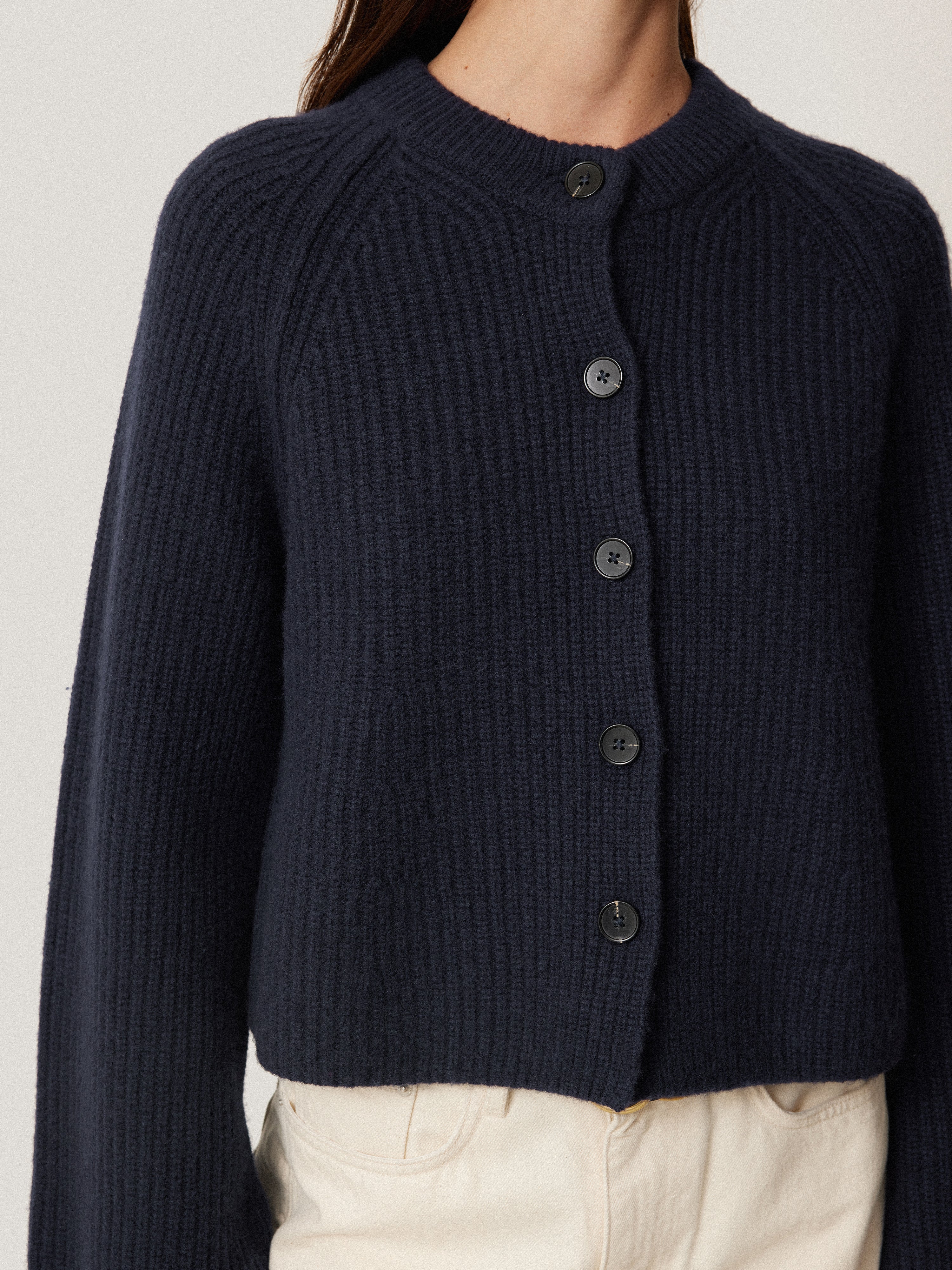 Knit Jigsaw Sale Cardigans Wool Cashmere Blend Rib Cardigan Navy