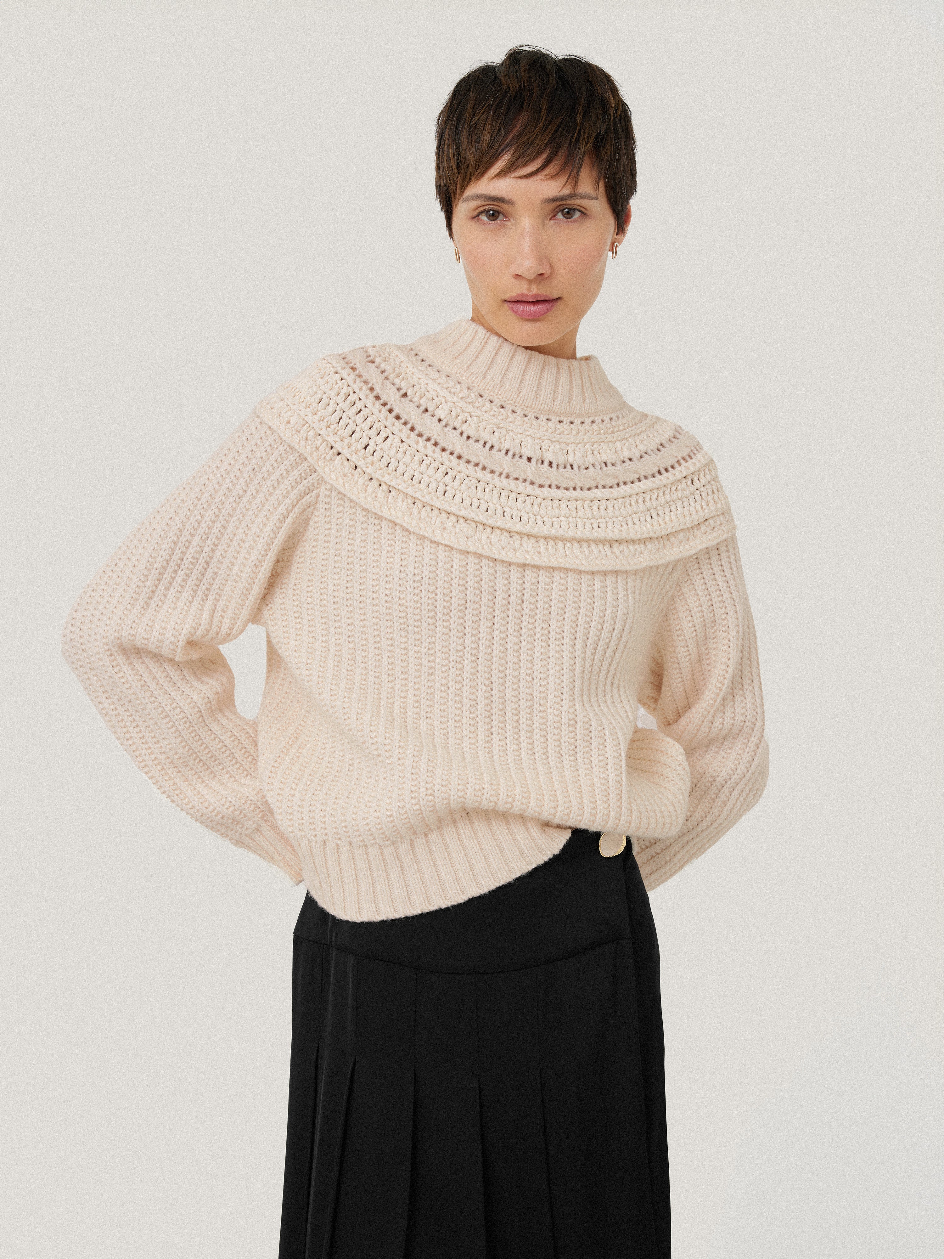 Crochet Yoke Jumper | Cream – Jigsaw