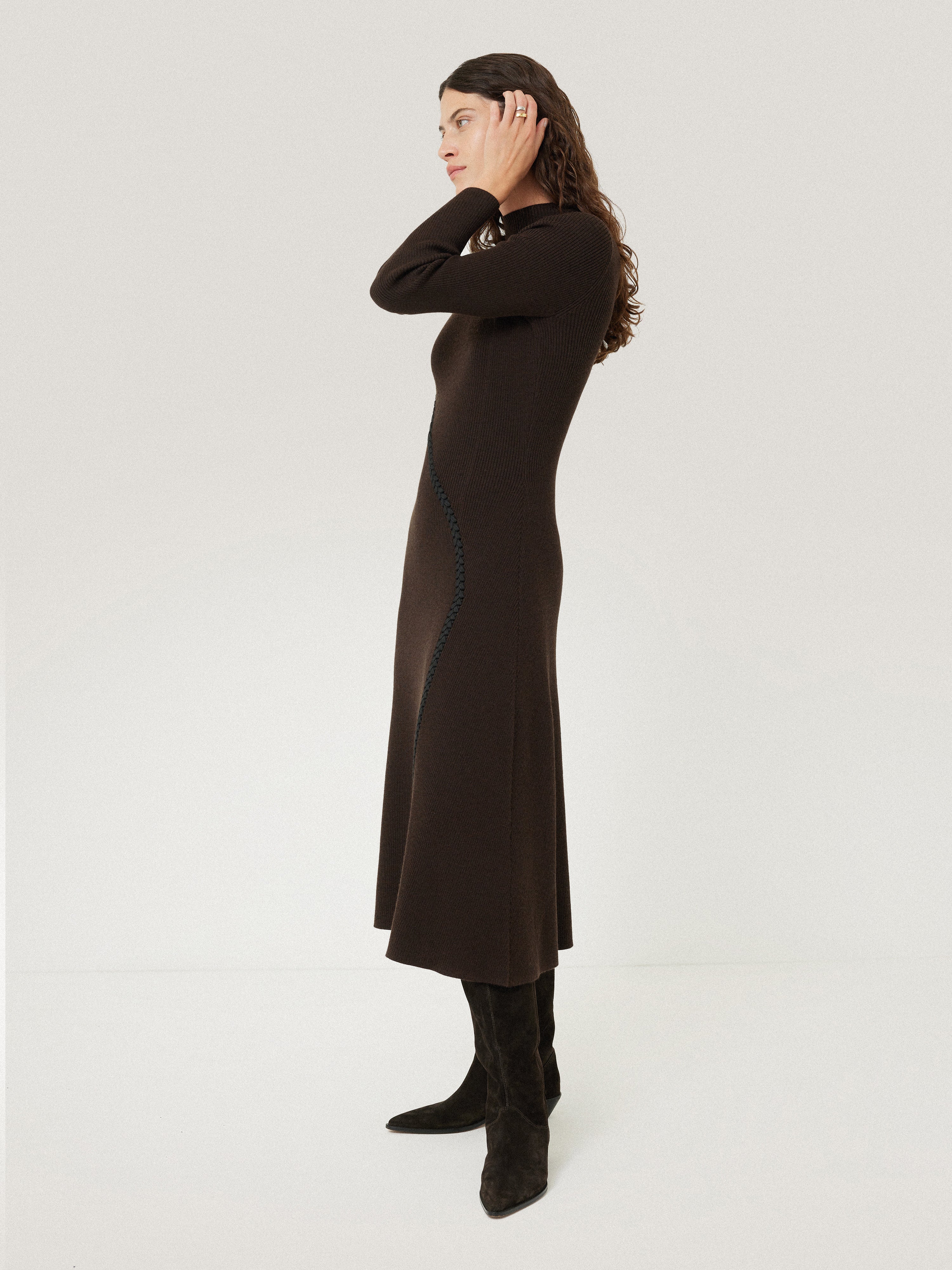 Lattice Trim Knitted Dress