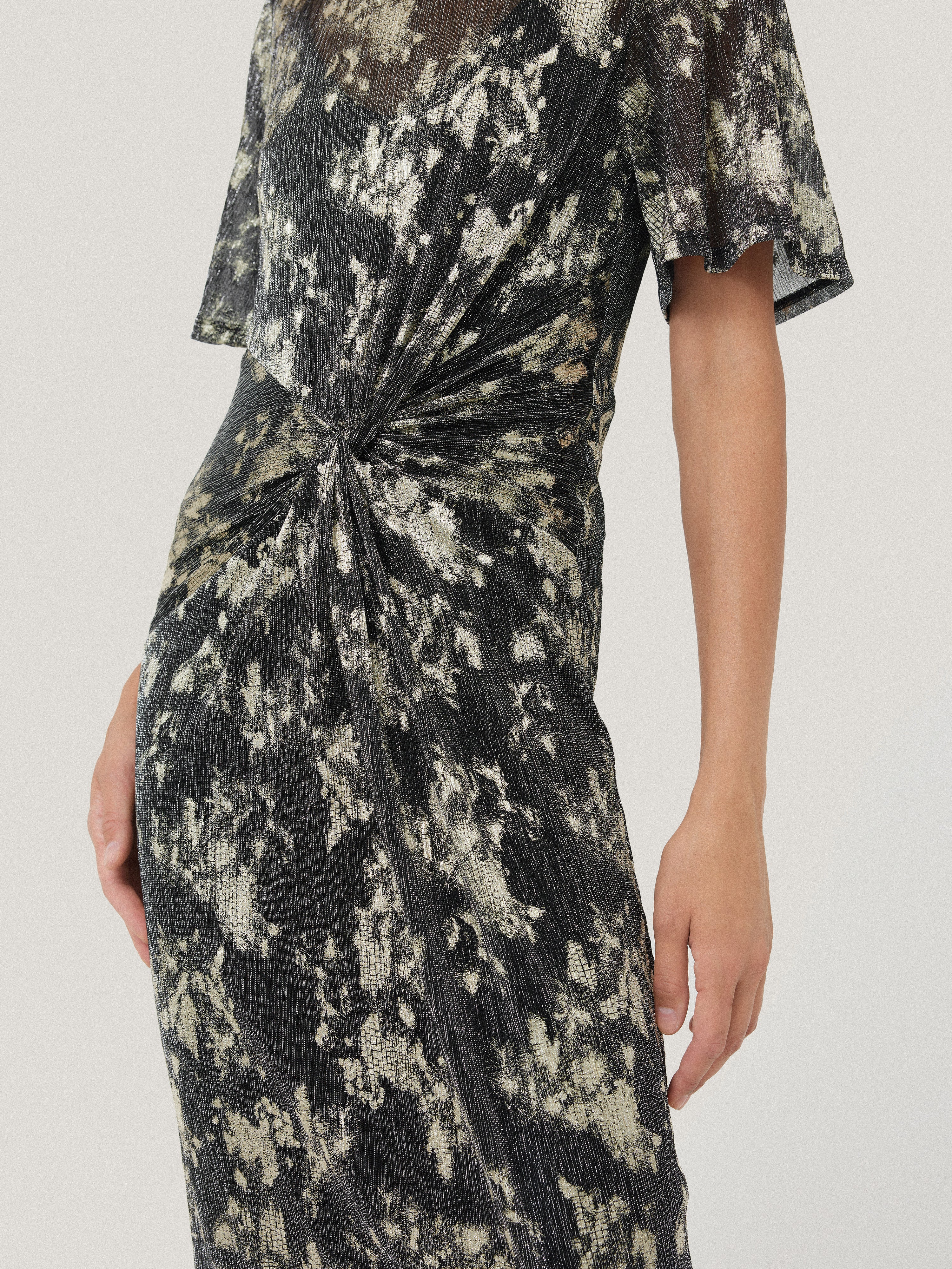 Metallic Knot Front Dress Gold – Jigsaw