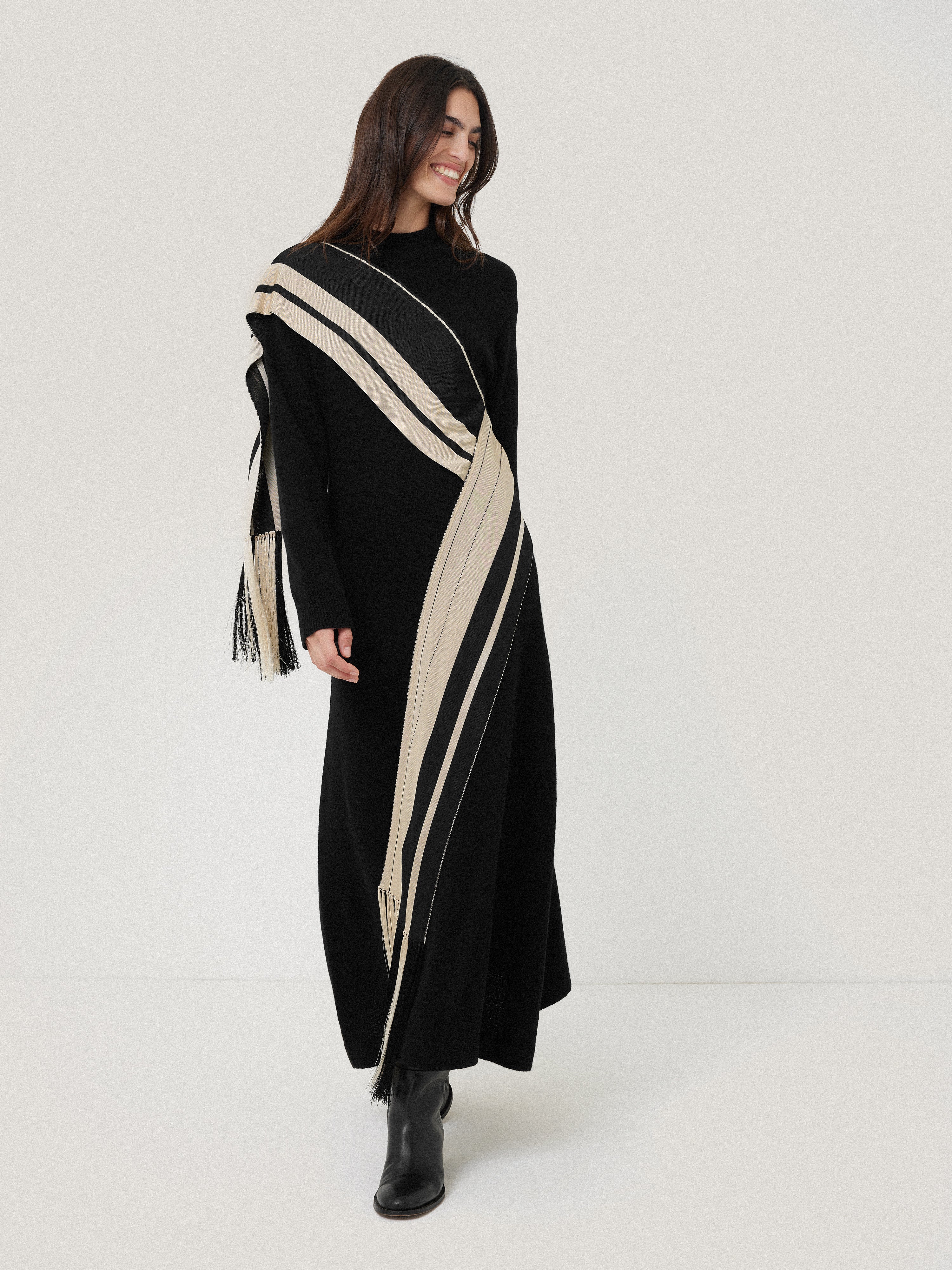 one sleeve knit dress ASTR the Label | One Shoulder Midi Sweater Dress in Charcoal