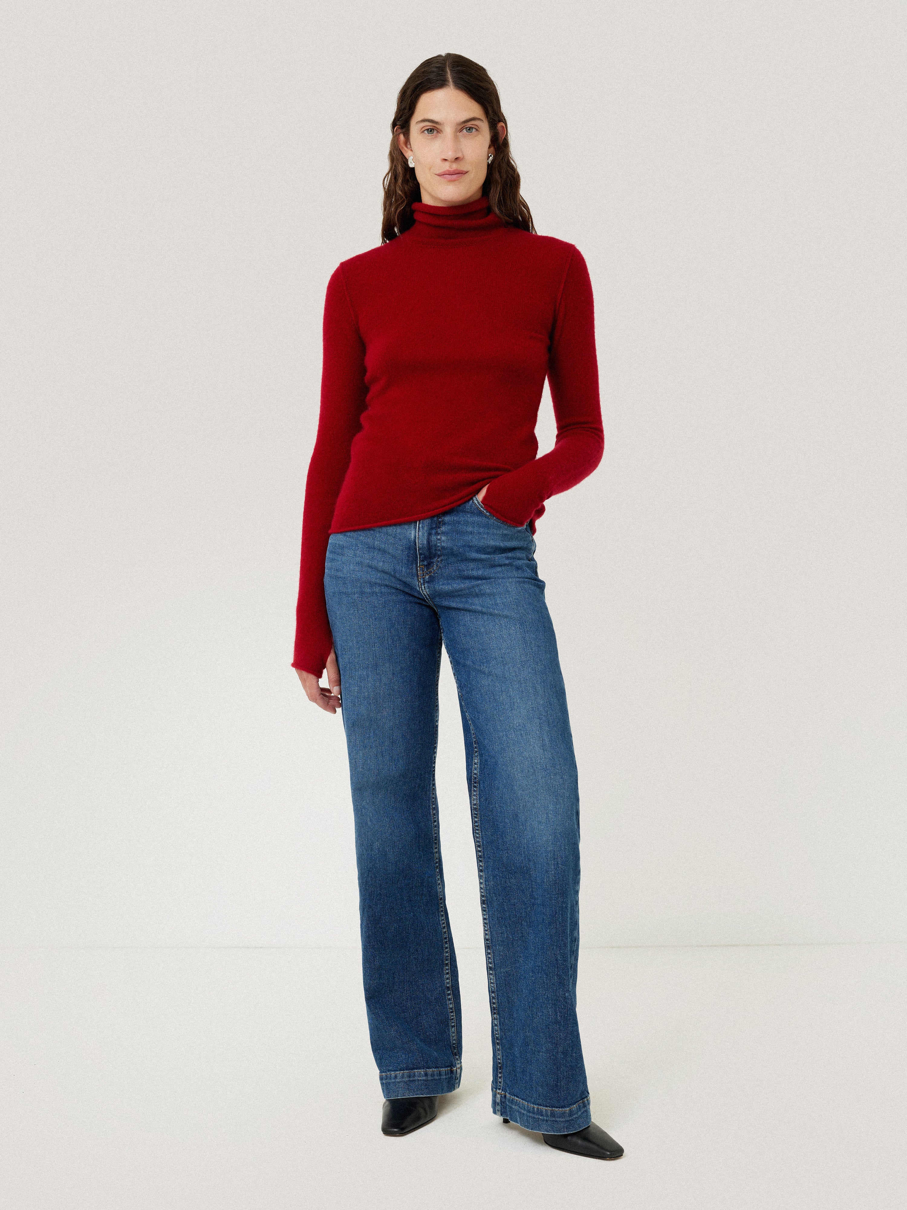 Cloud Cashmere Polo Jumper Red – Jigsaw - Main Image