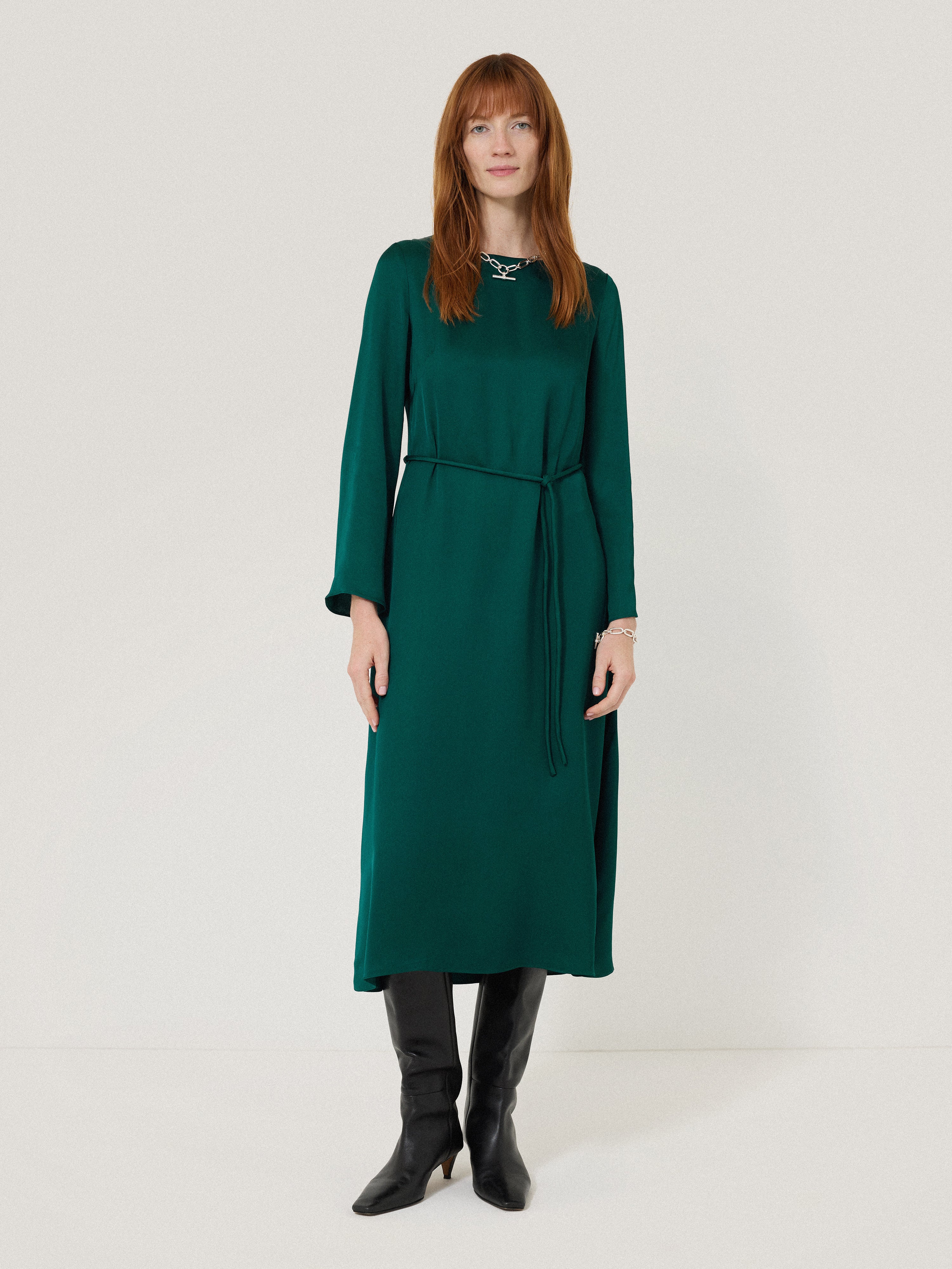 jigsaw green silk dress Silk Linen Gauze Midi Dress main image 1