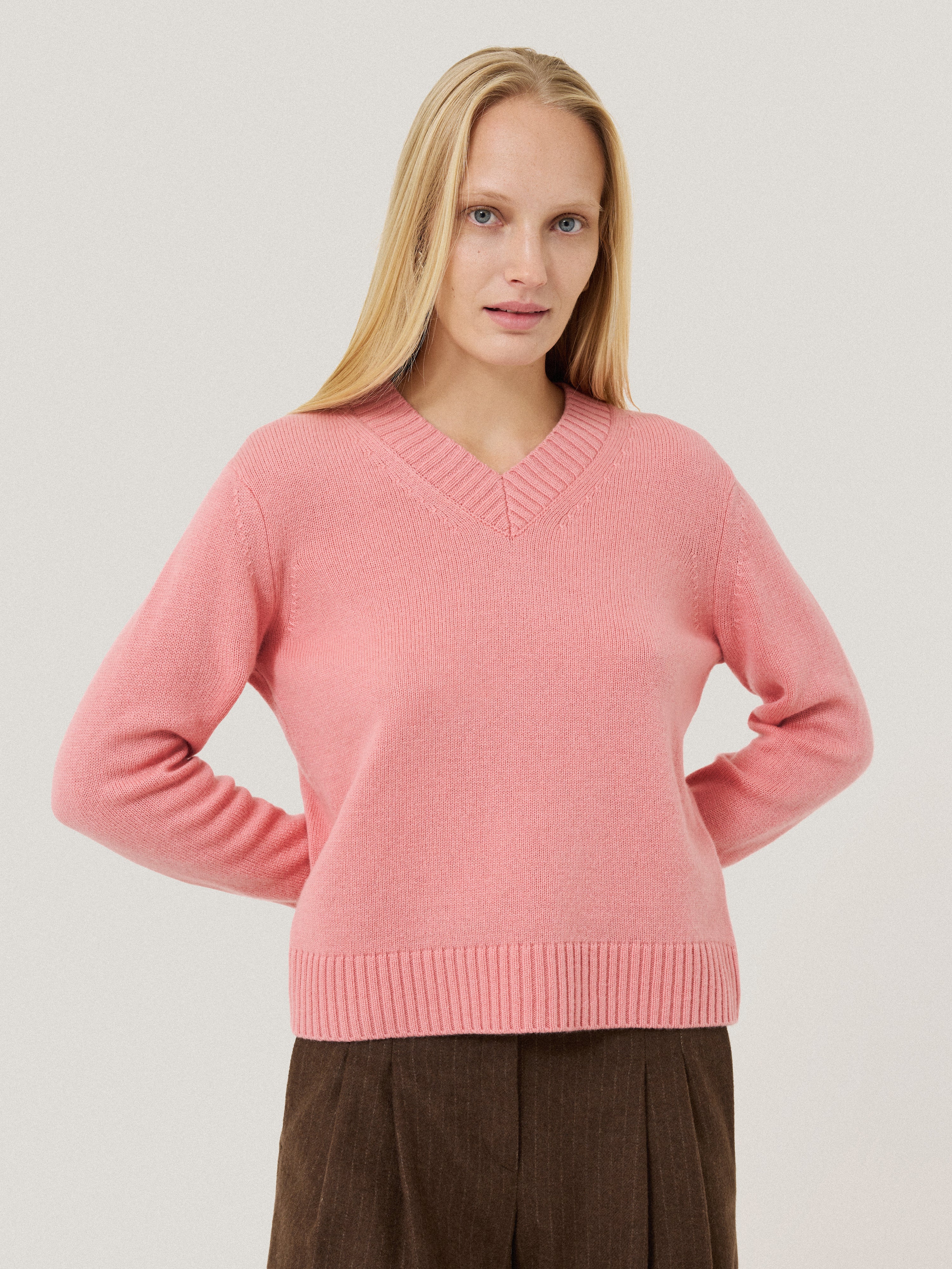 Wool Cashmere Blend V Neck Pink – Jigsaw