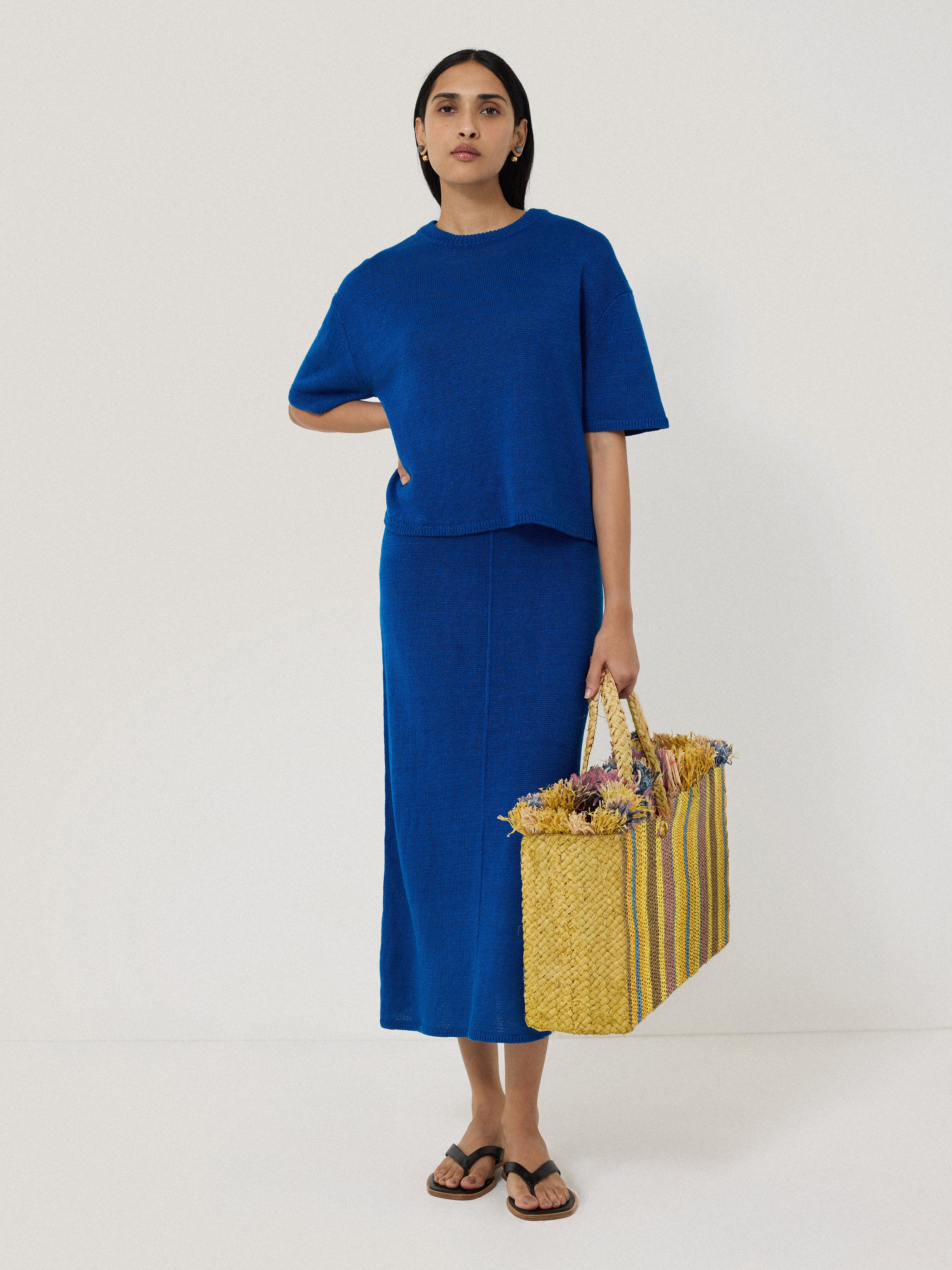 Linen Knitted Skirt Blue – Jigsaw