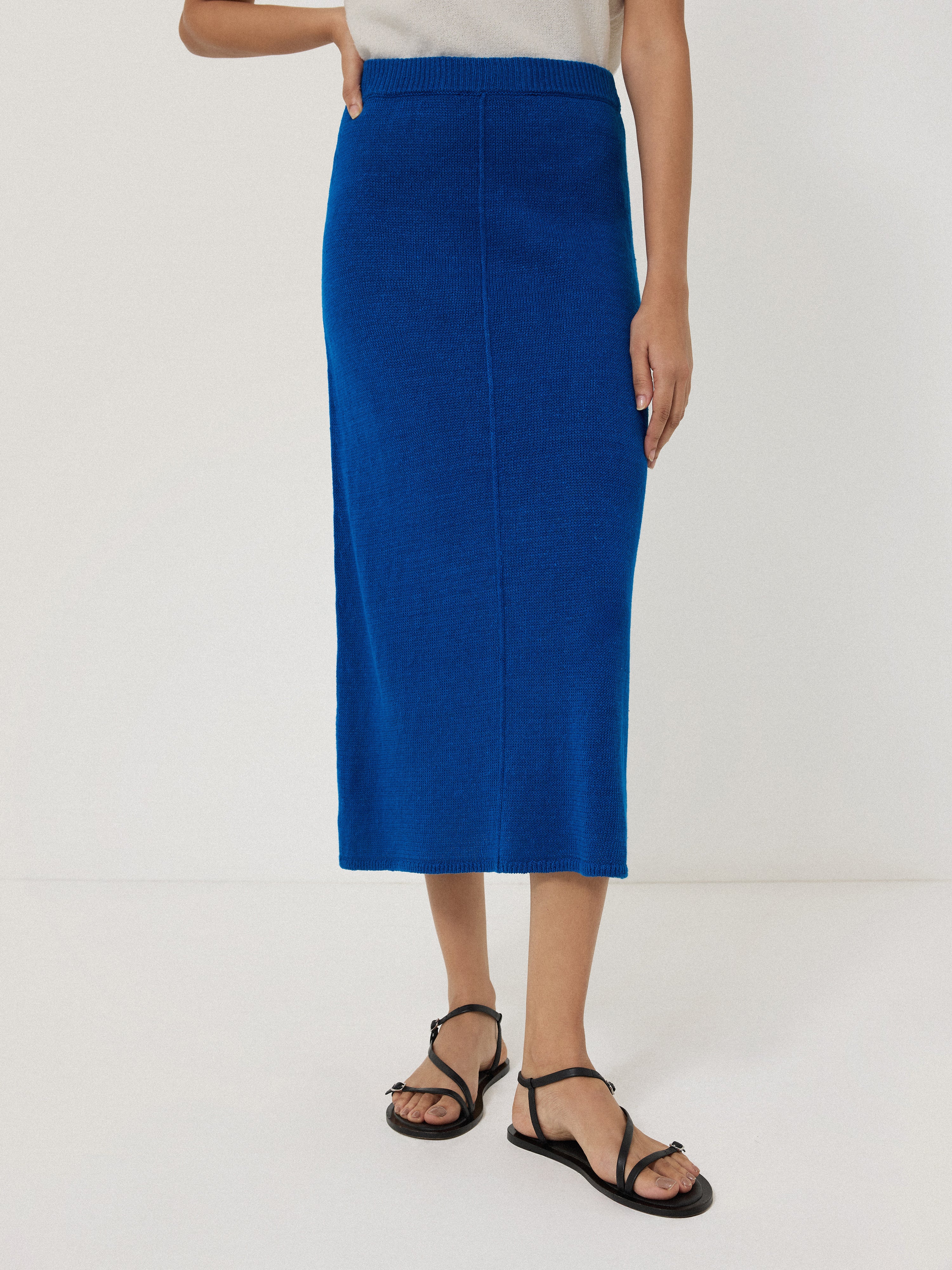 Linen Knitted Skirt Blue – Jigsaw