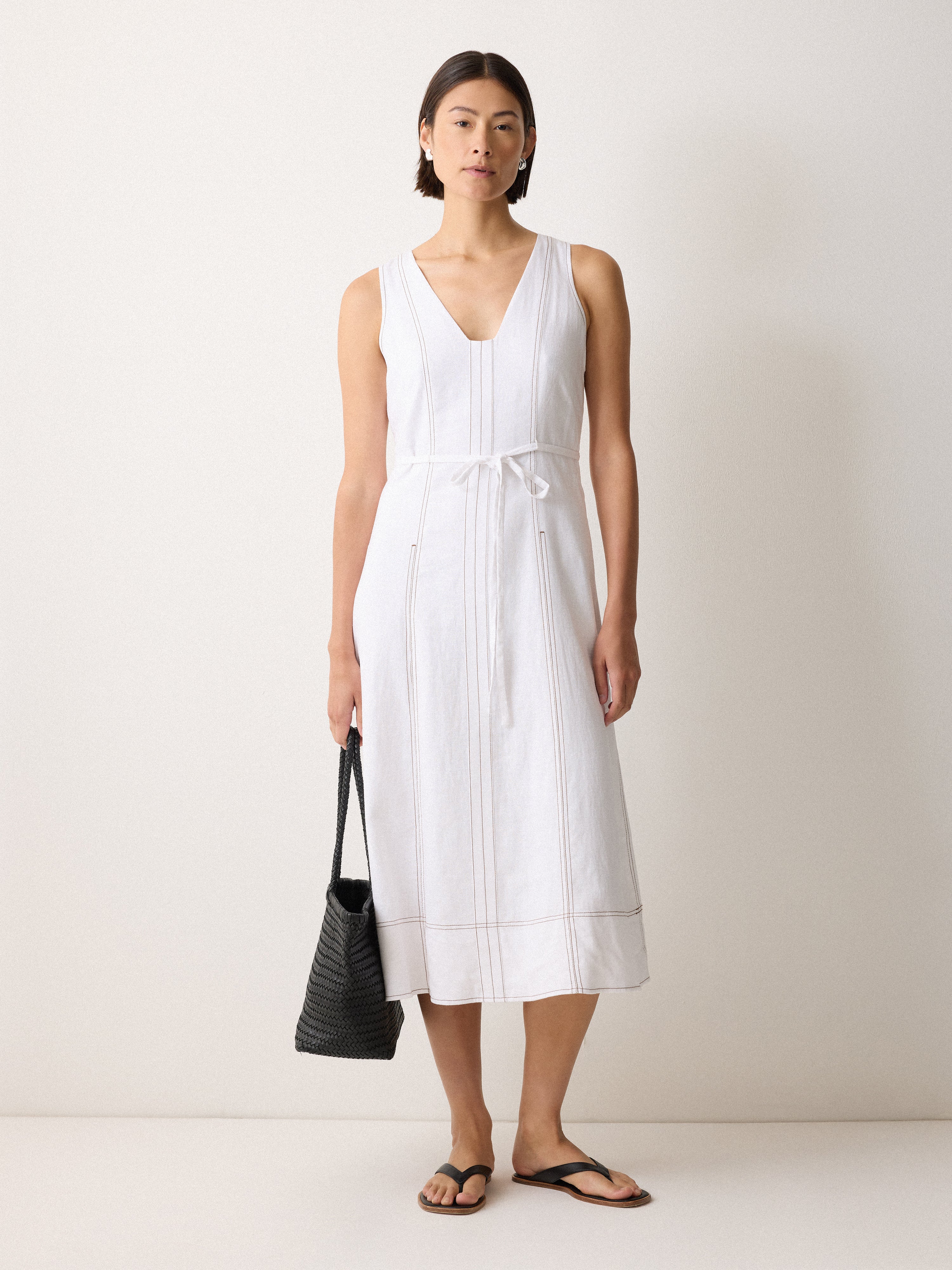 Linen Viscose Stitch Dress White – Jigsaw