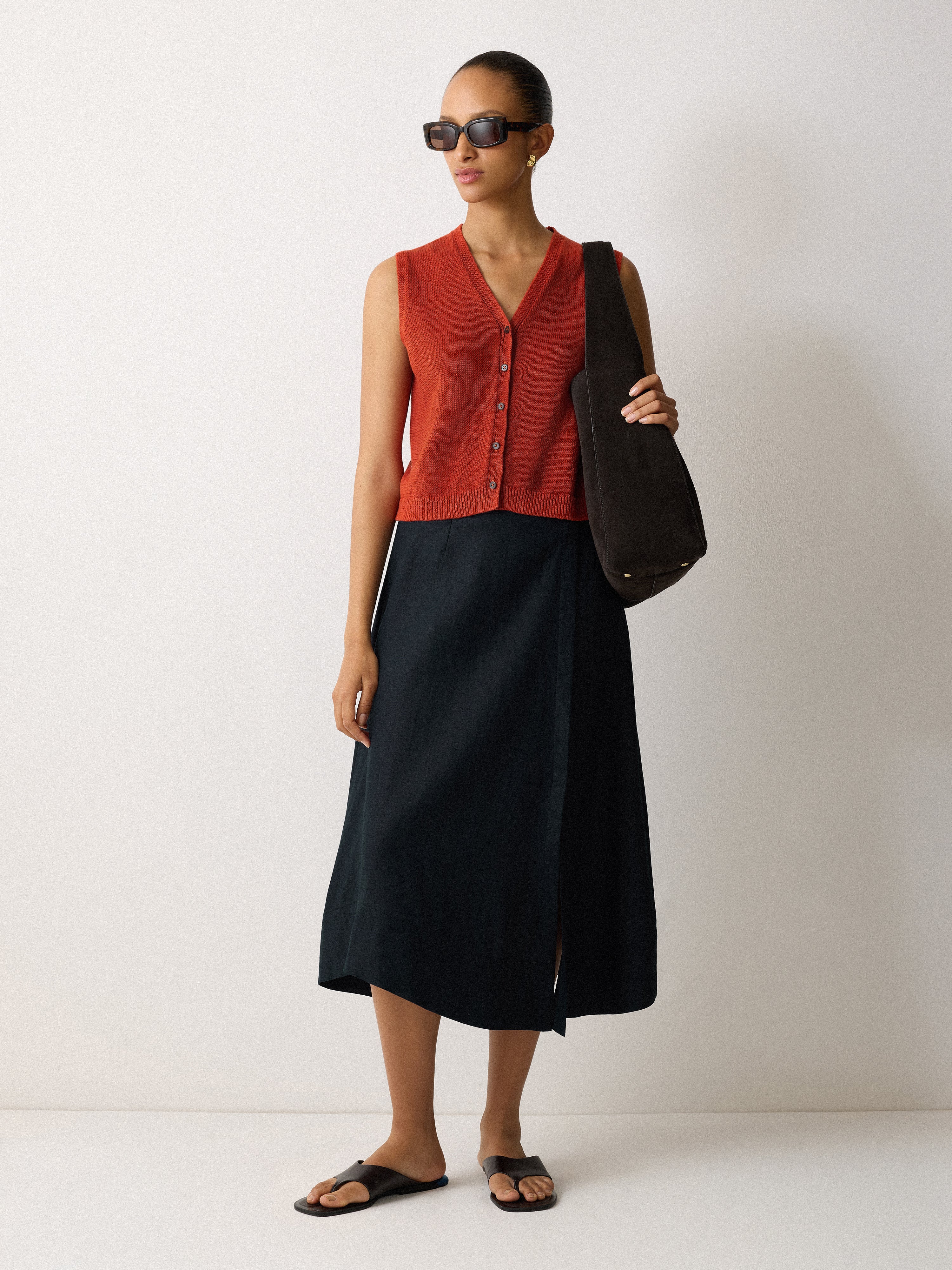 Linen Wrap Detail Skirt Navy – Jigsaw