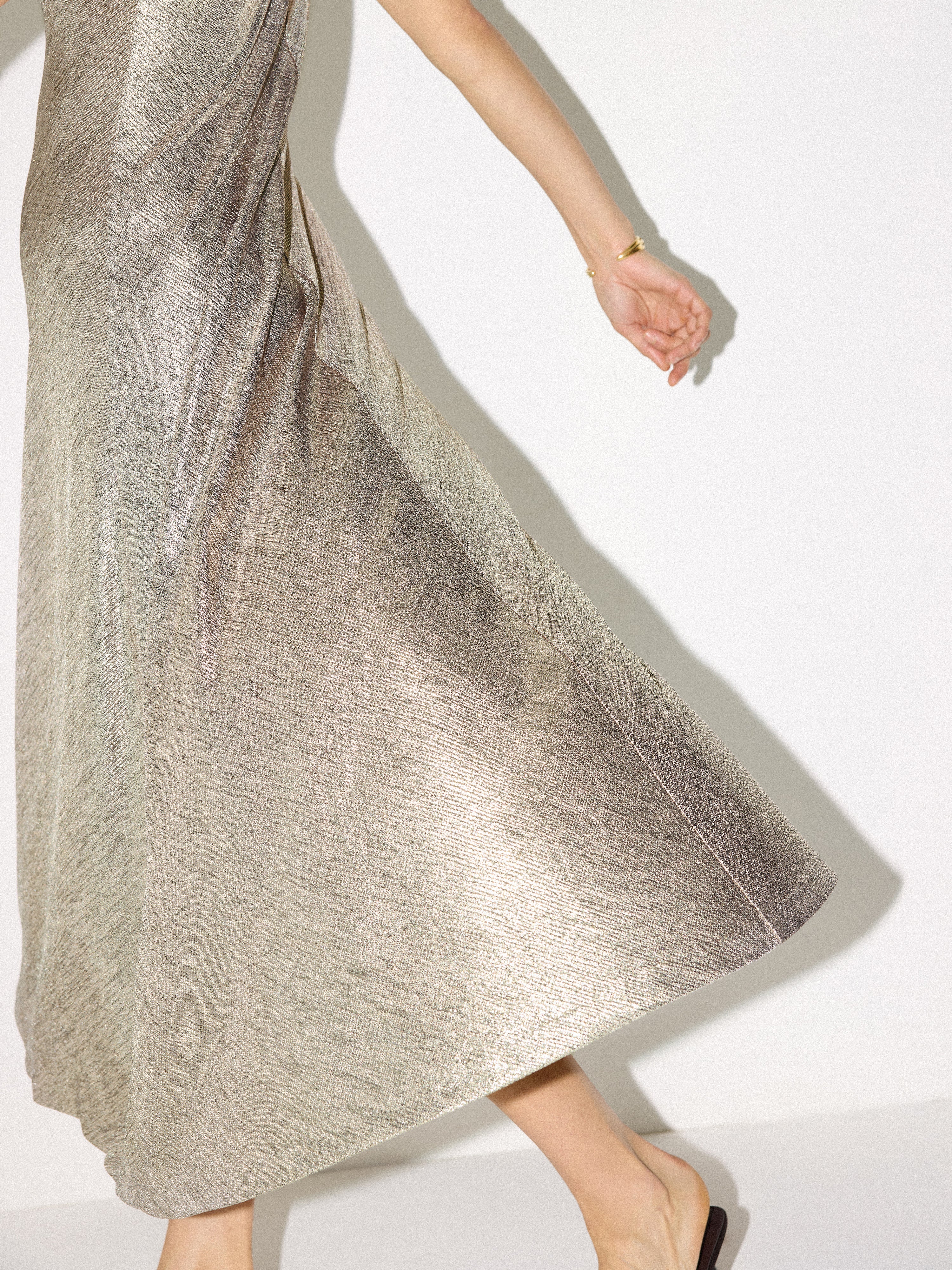 knee length dresses for ladies Metallic Maxi Dress