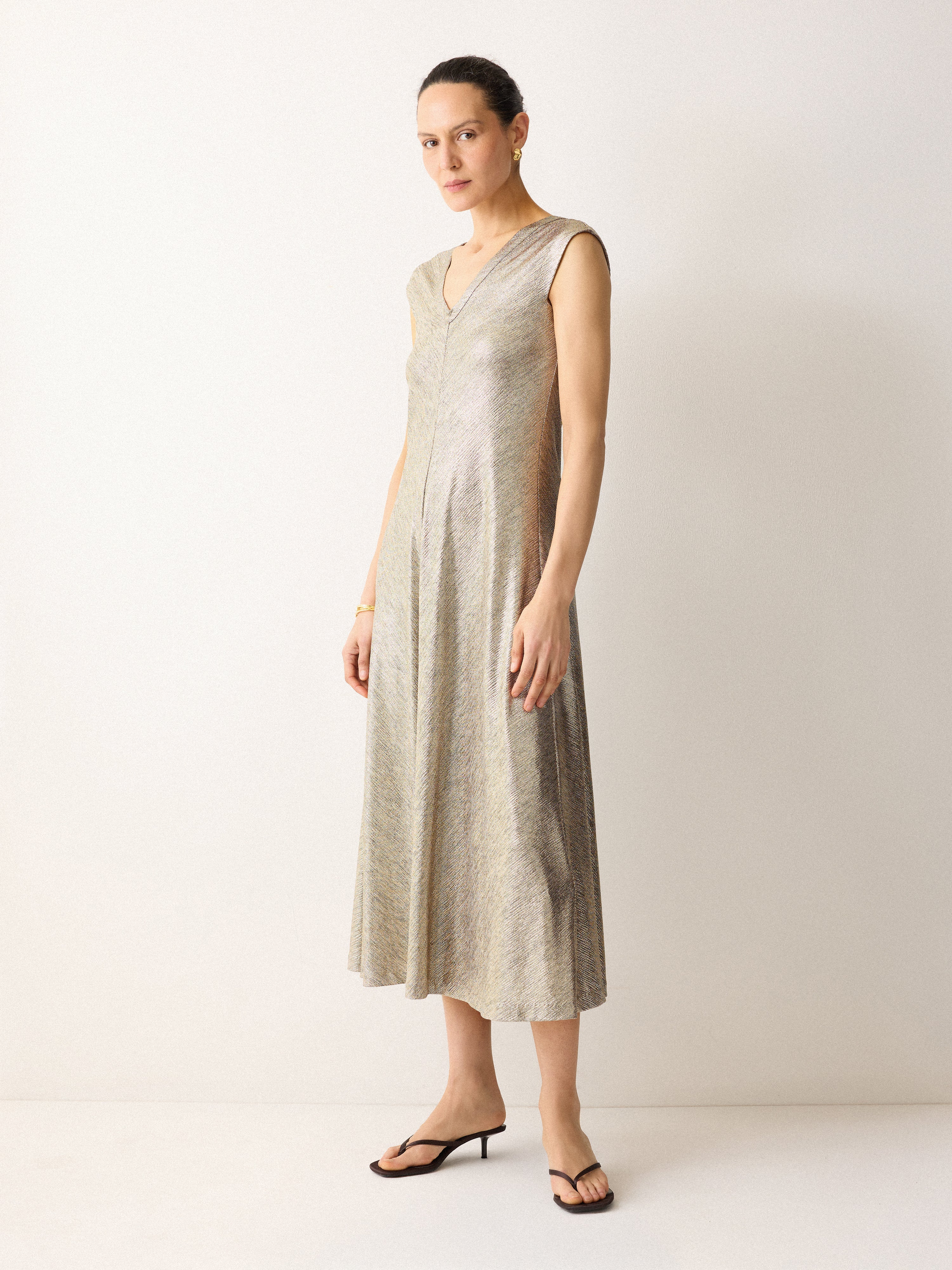 jigsaw gold dress Shimmer Curved Seam Dress