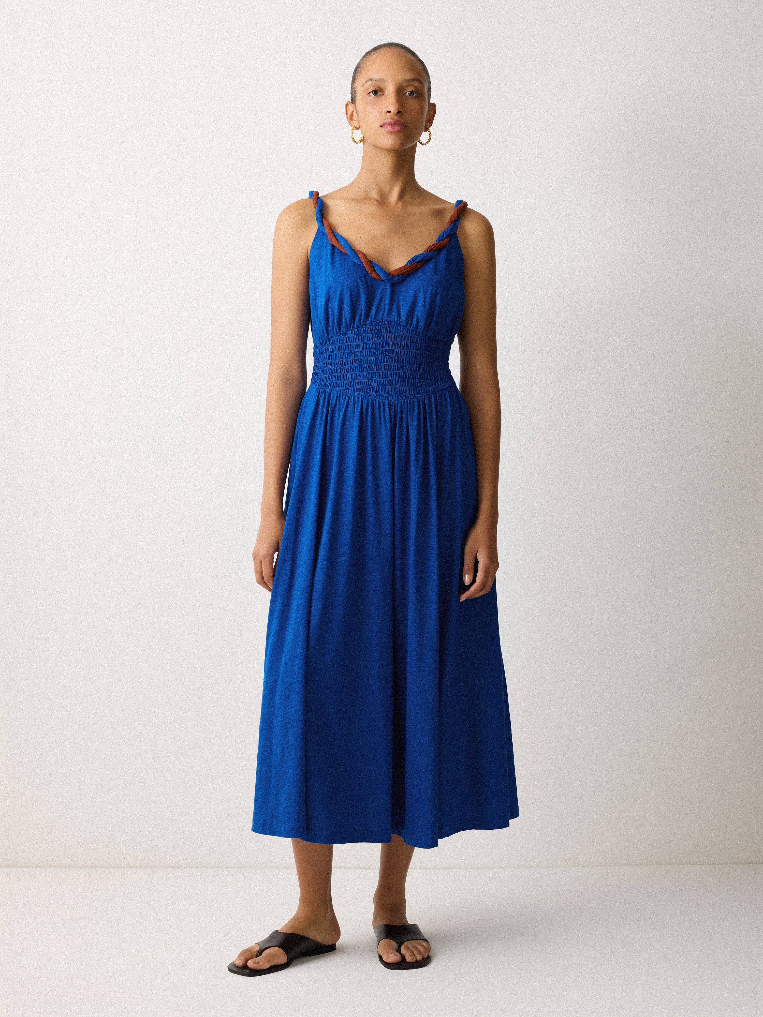 jigsaw blue dress Twist Strap Jersey Cowl neck