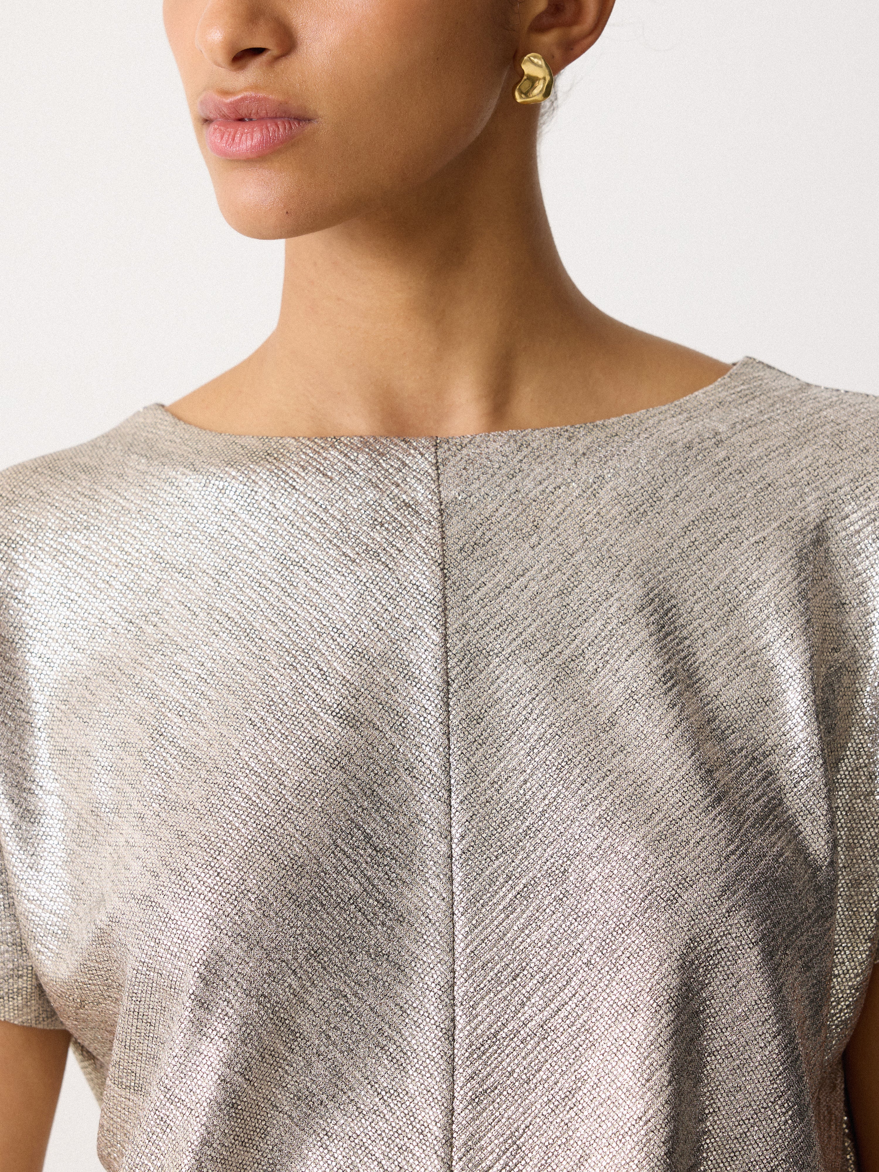 Metallic Cap Sleeve Top Gold – Jigsaw