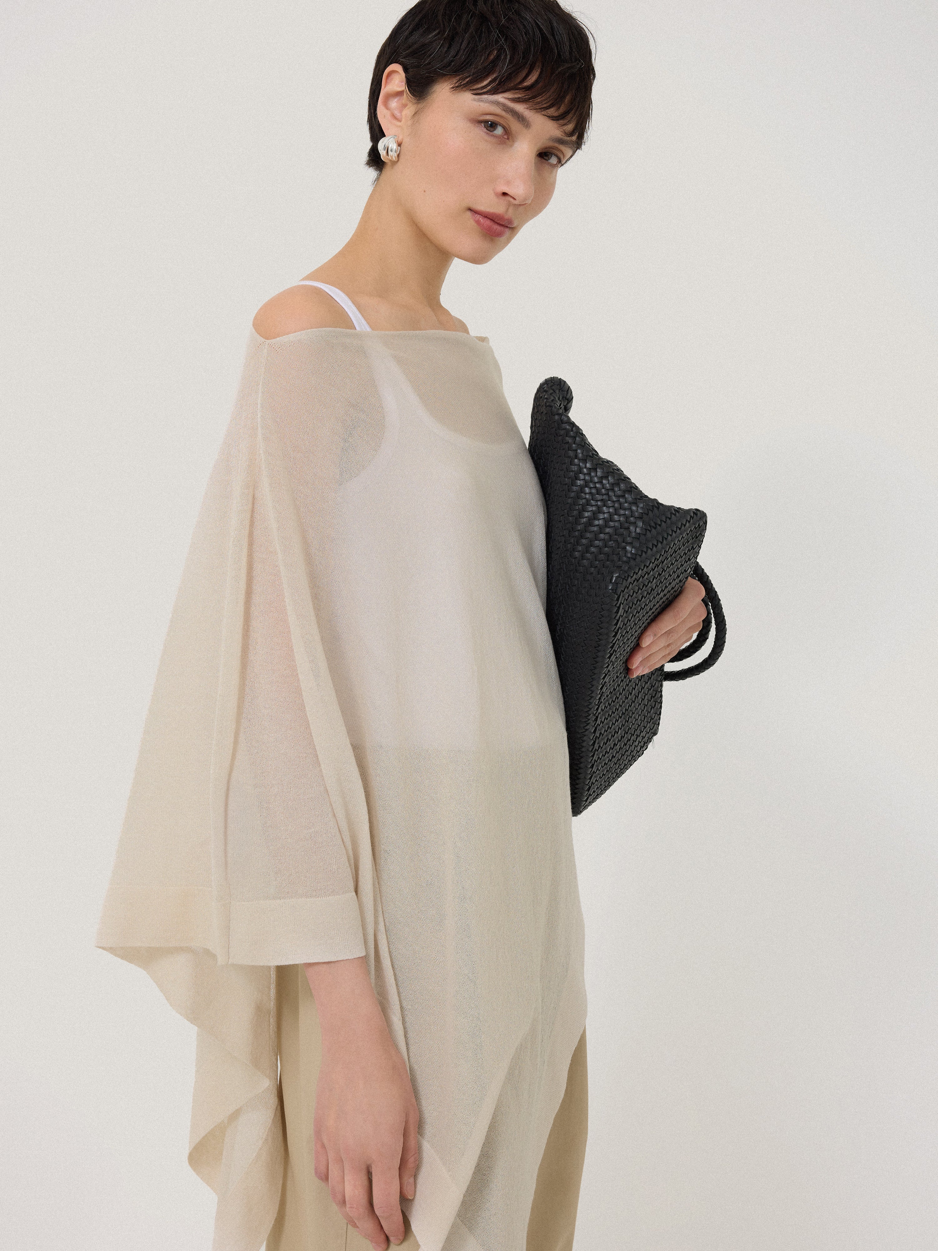 Sheer Linen Blend Poncho | Cream – Jigsaw