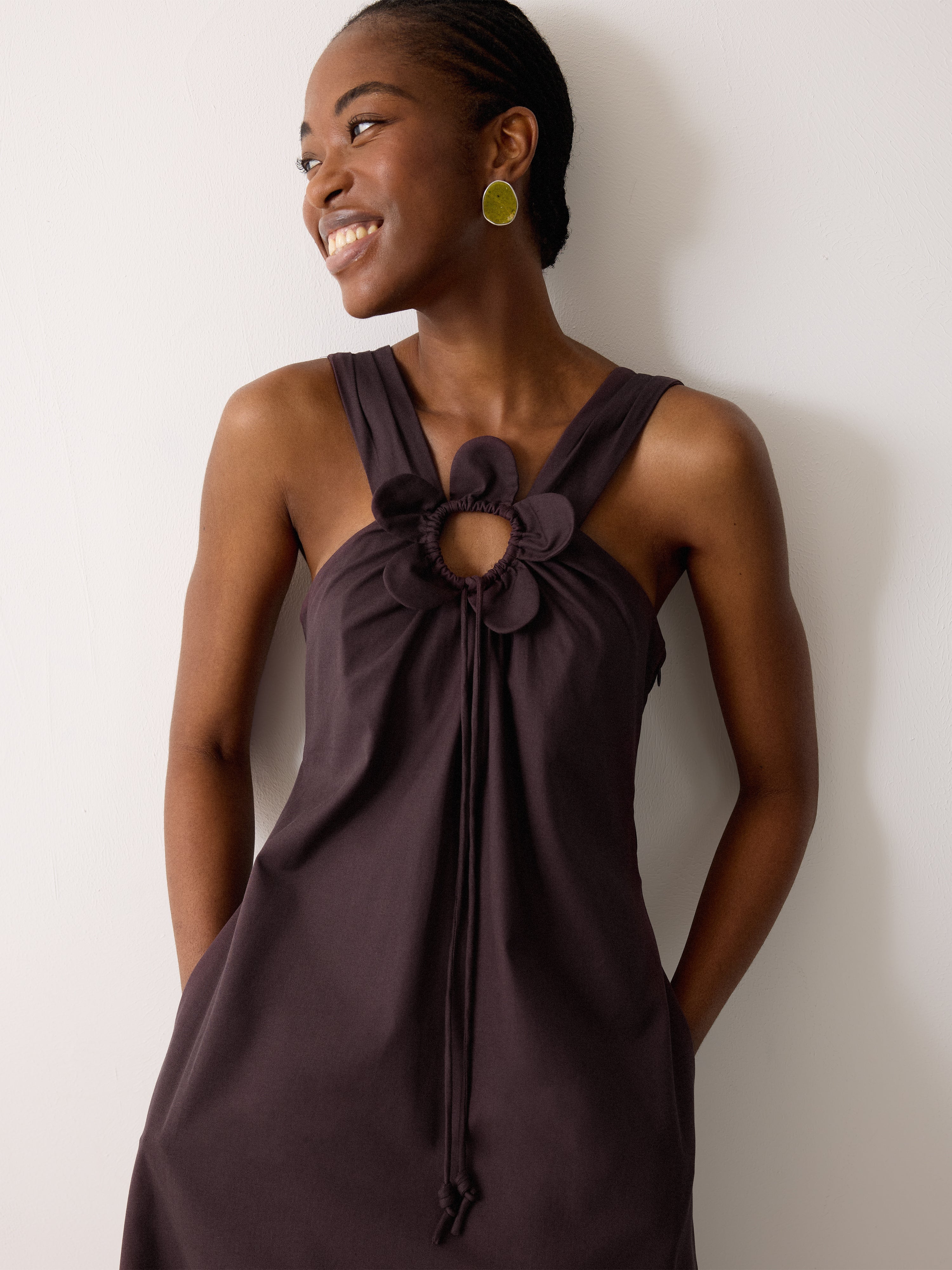Flower Applique Cotton Dress