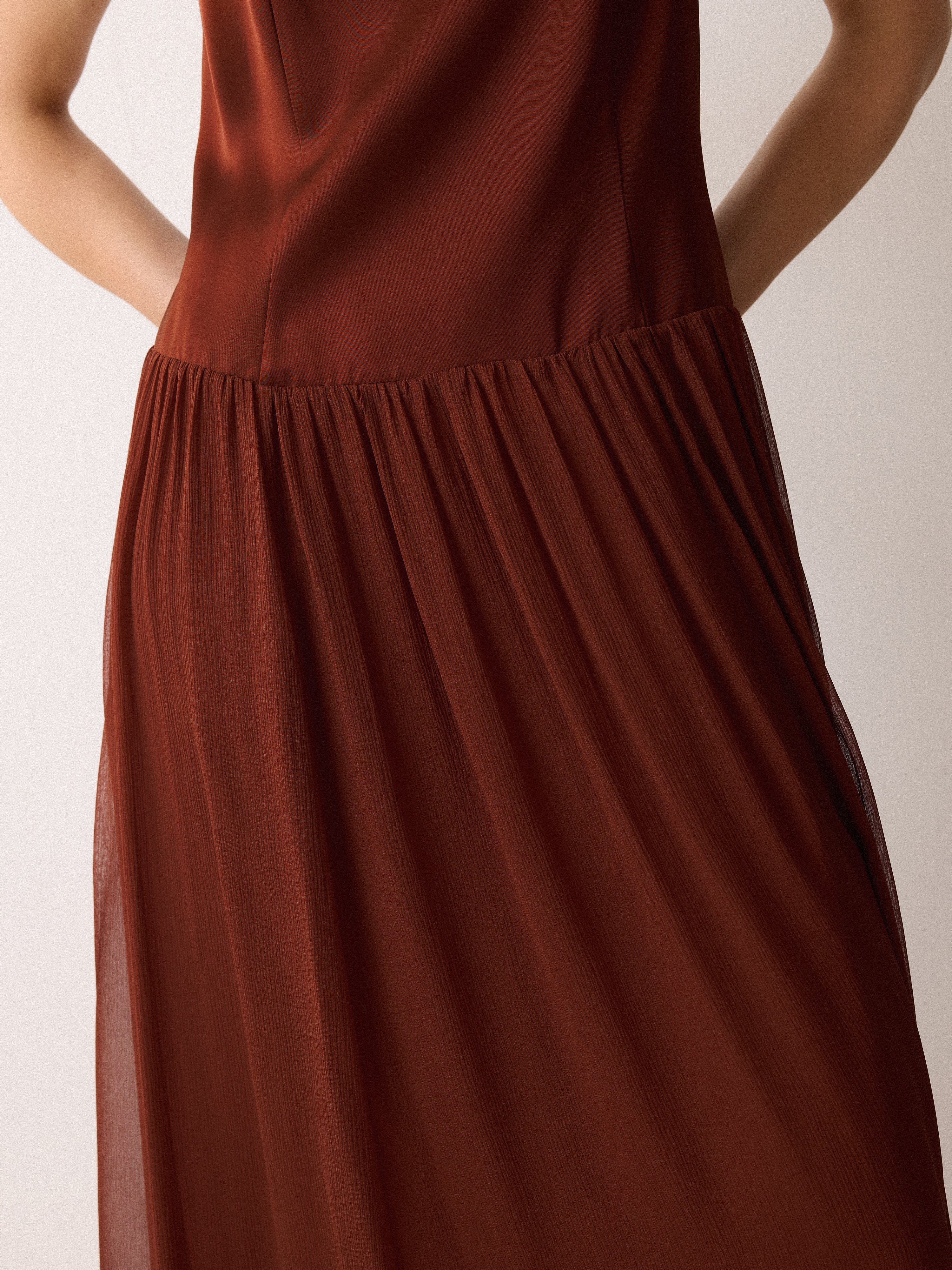 Silk Mix Drop Waist Dress